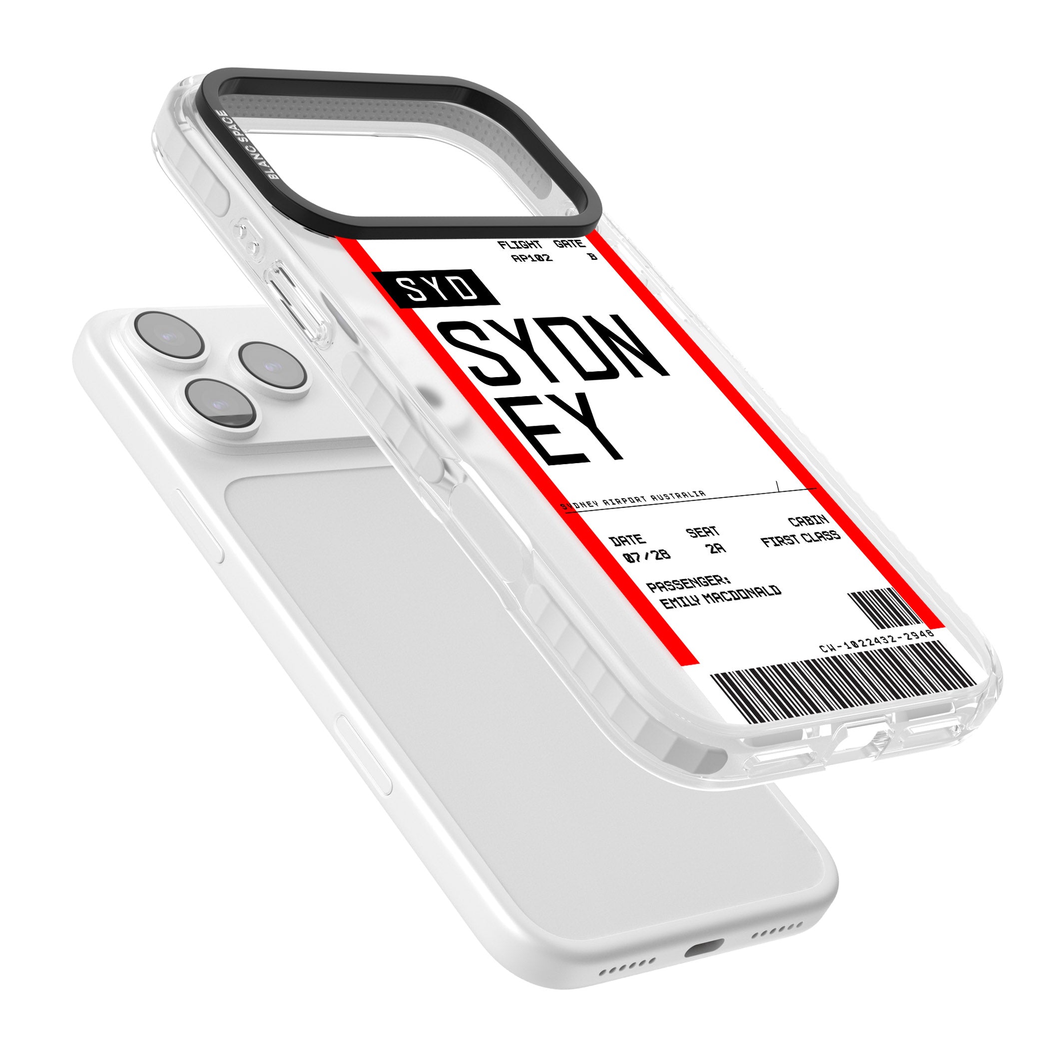 Personalised Sydney Boarding Pass iPhone 17 Pro Impact Pro Clear Phone Case Colours