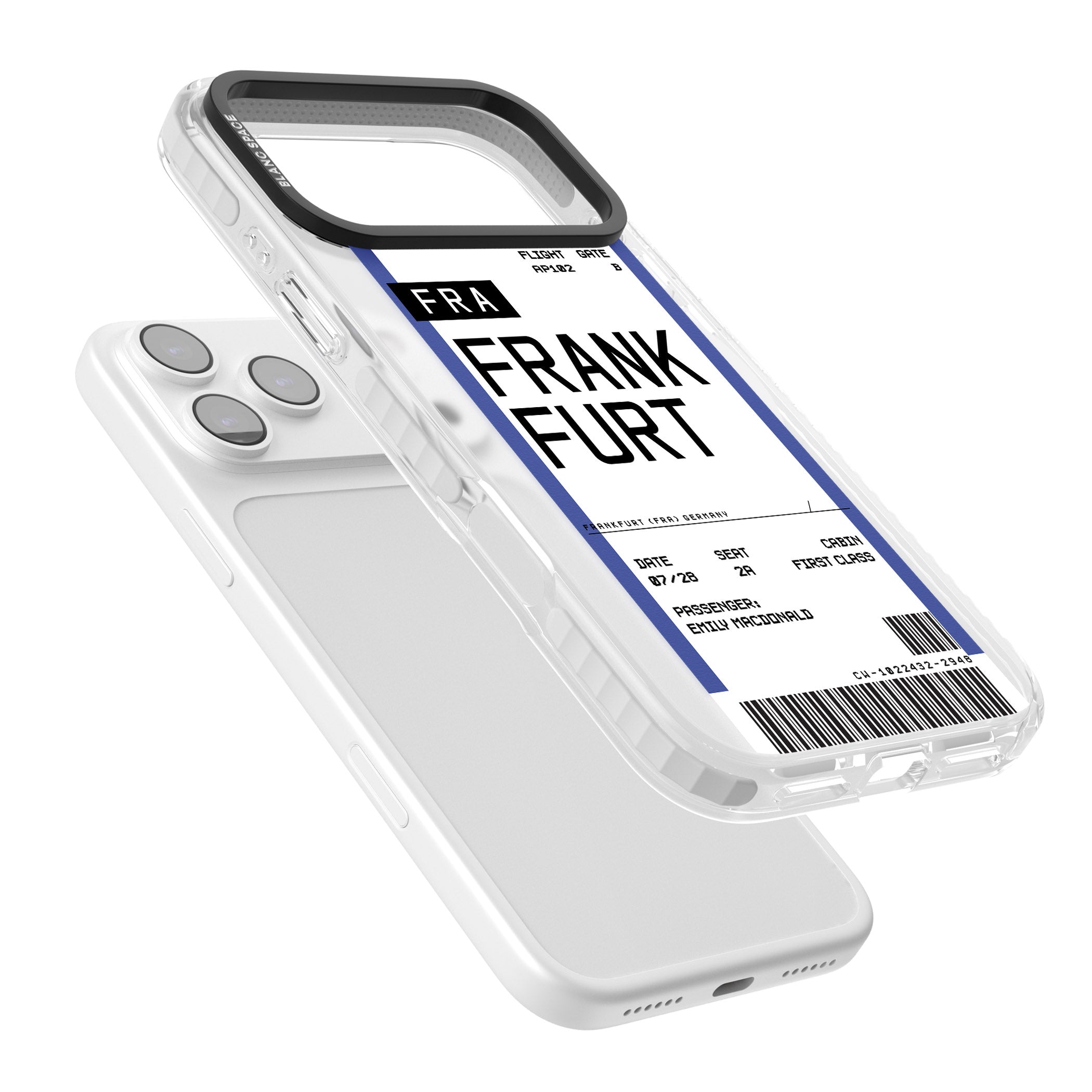 Personalised Frankfurt Boarding Pass iPhone 17 Pro Impact Pro Clear Phone Case Colours