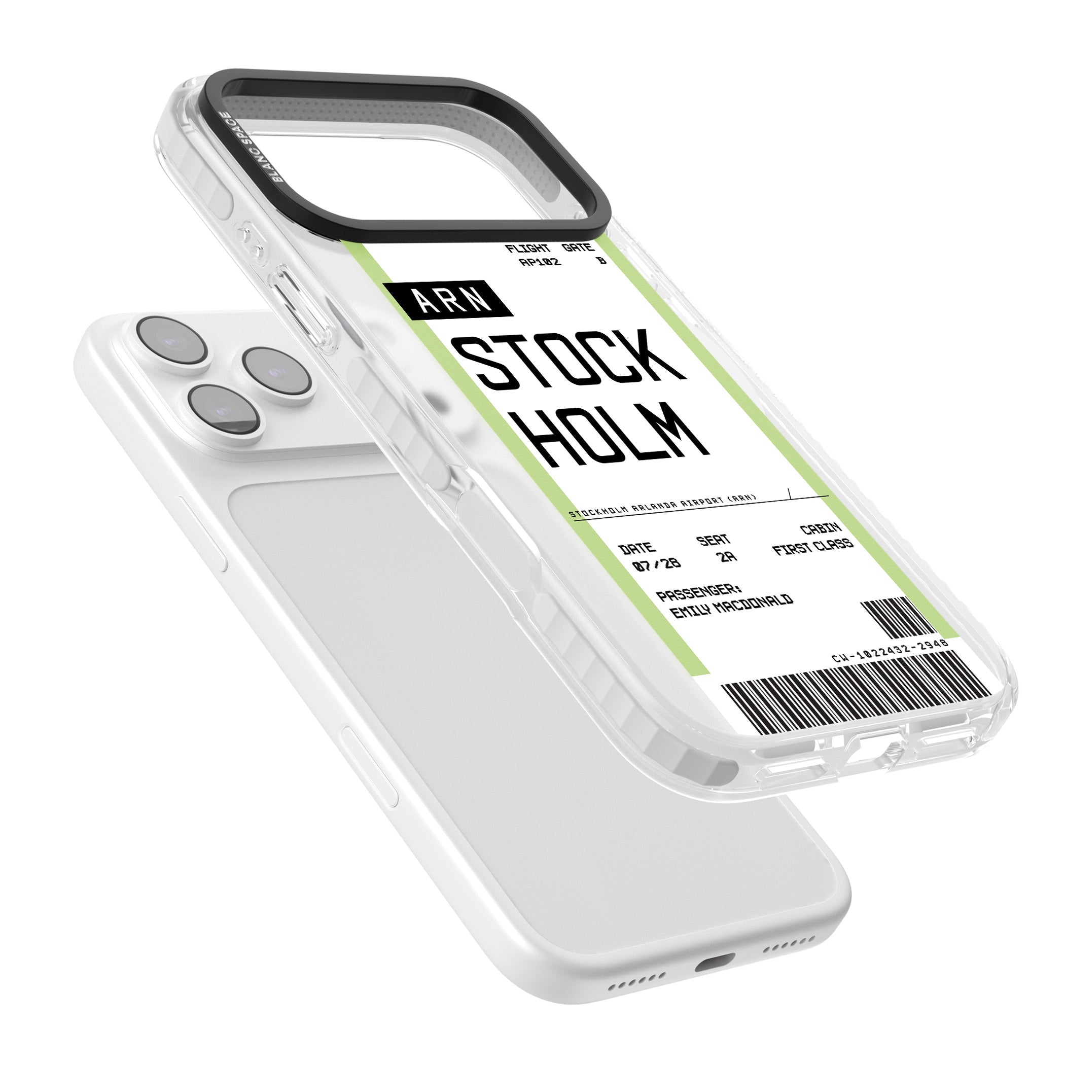 Personalised Stockholm Boarding Pass iPhone 17 Pro Impact Pro Clear Phone Case Colours