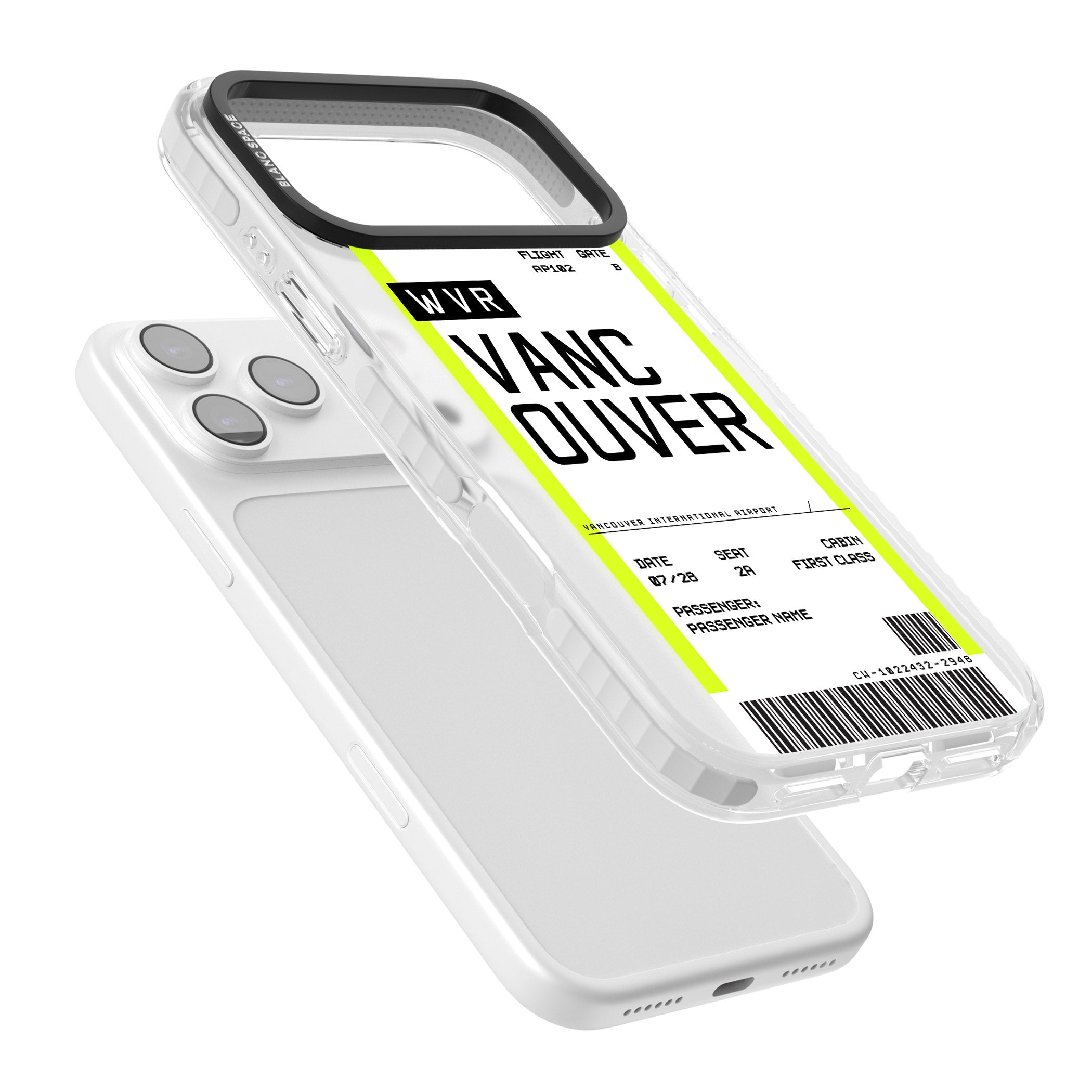 Personalised Vancouver Boarding Pass iPhone 17 Pro Impact Pro Clear Phone Case Colours