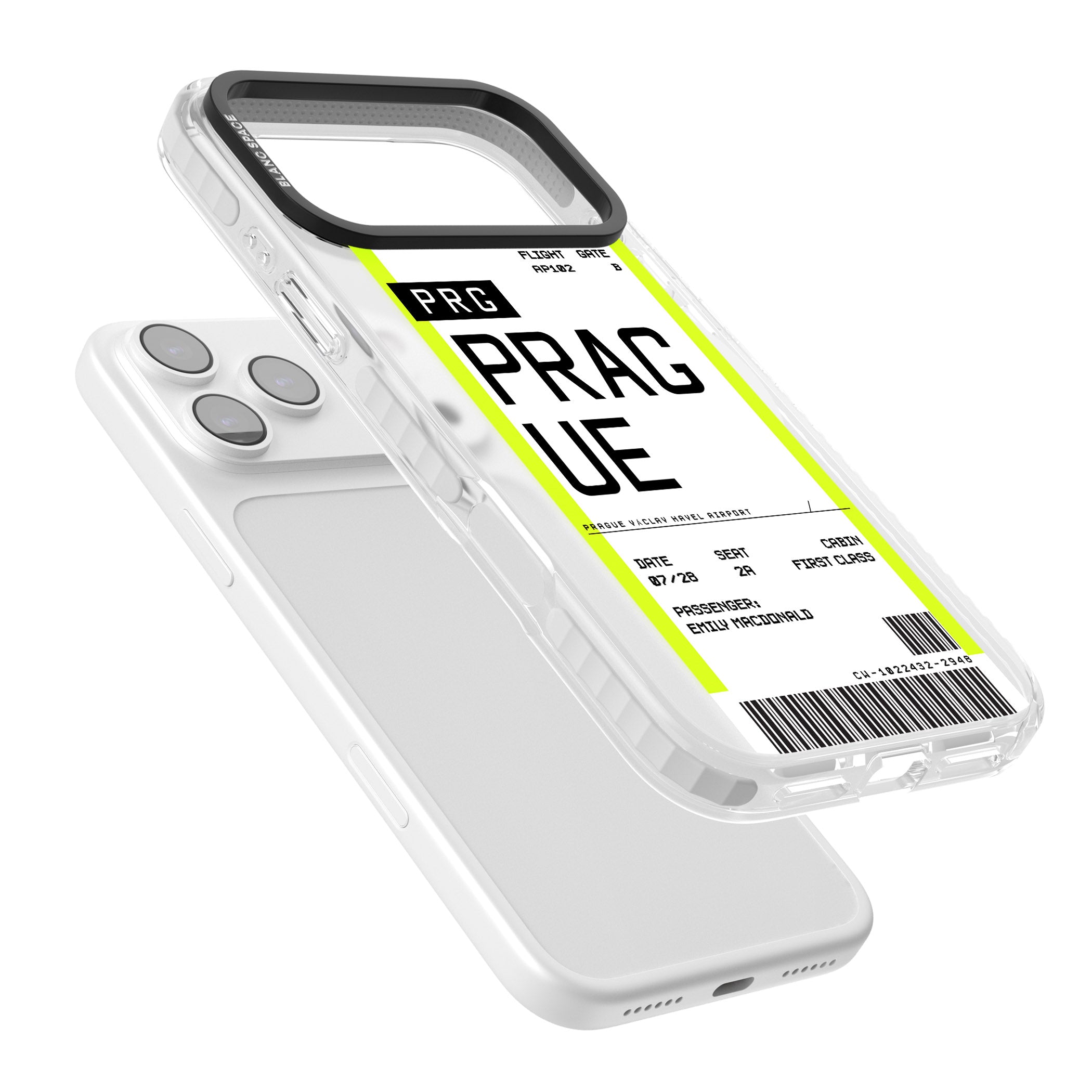 Personalised Prague Boarding Pass iPhone 17 Pro Impact Pro Clear Phone Case Colours
