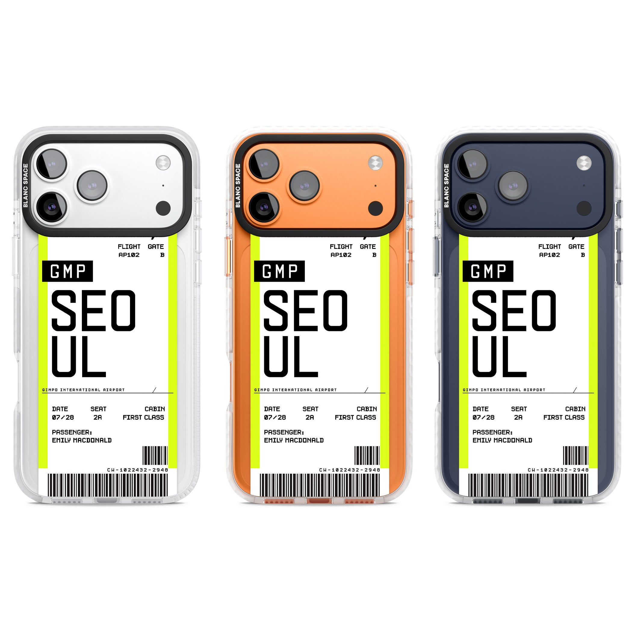 Personalised Seoul Boarding Pass iPhone 17 Pro Impact Pro Clear Phone Case APT Impact Protection