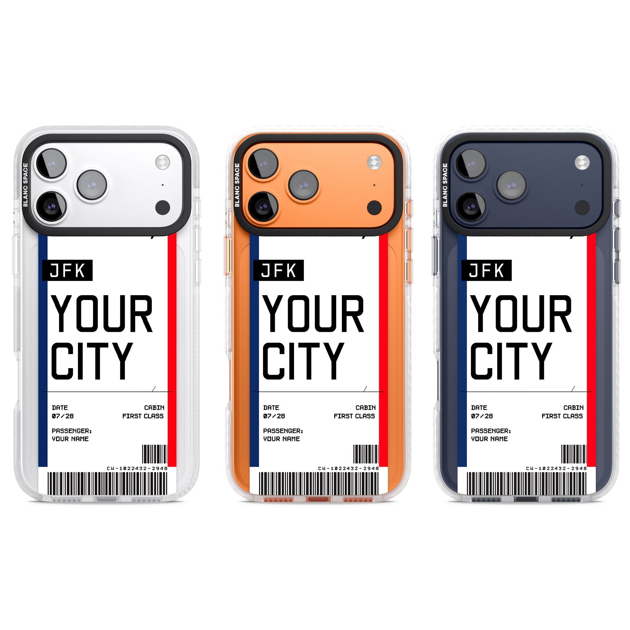 Personalised Create Your Own Boarding Pass Ticket iPhone 17 Pro Impact Pro Clear Phone Case APT Impact Protection