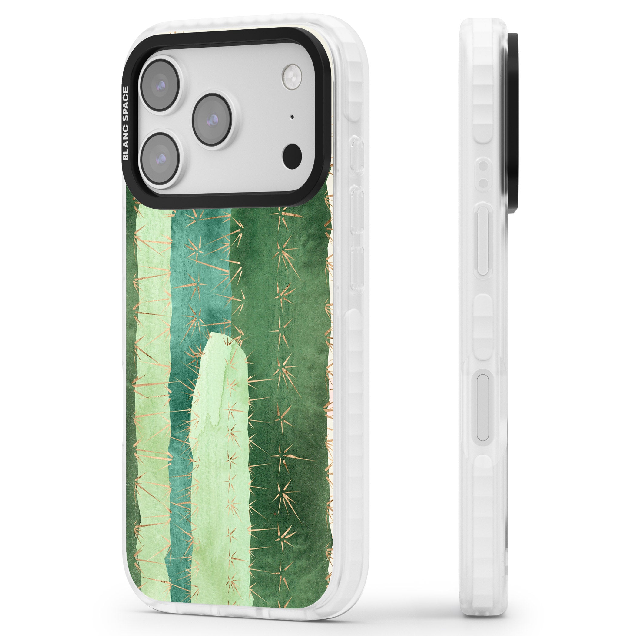 Large Cacti iPhone 17 Pro Impact Pro Clear Phone Case Side Profile