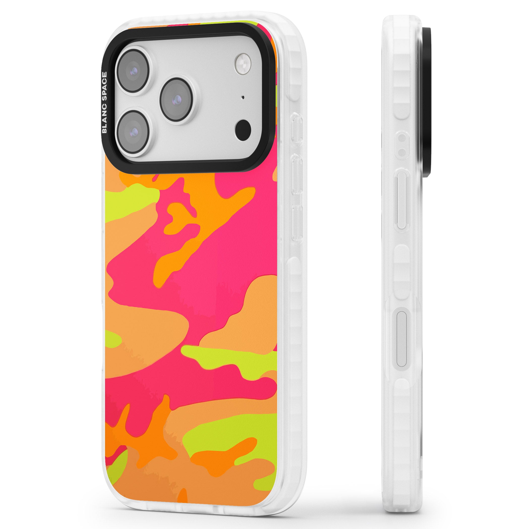 Neon Camo iPhone 17 Pro Impact Pro Clear Phone Case Side Profile