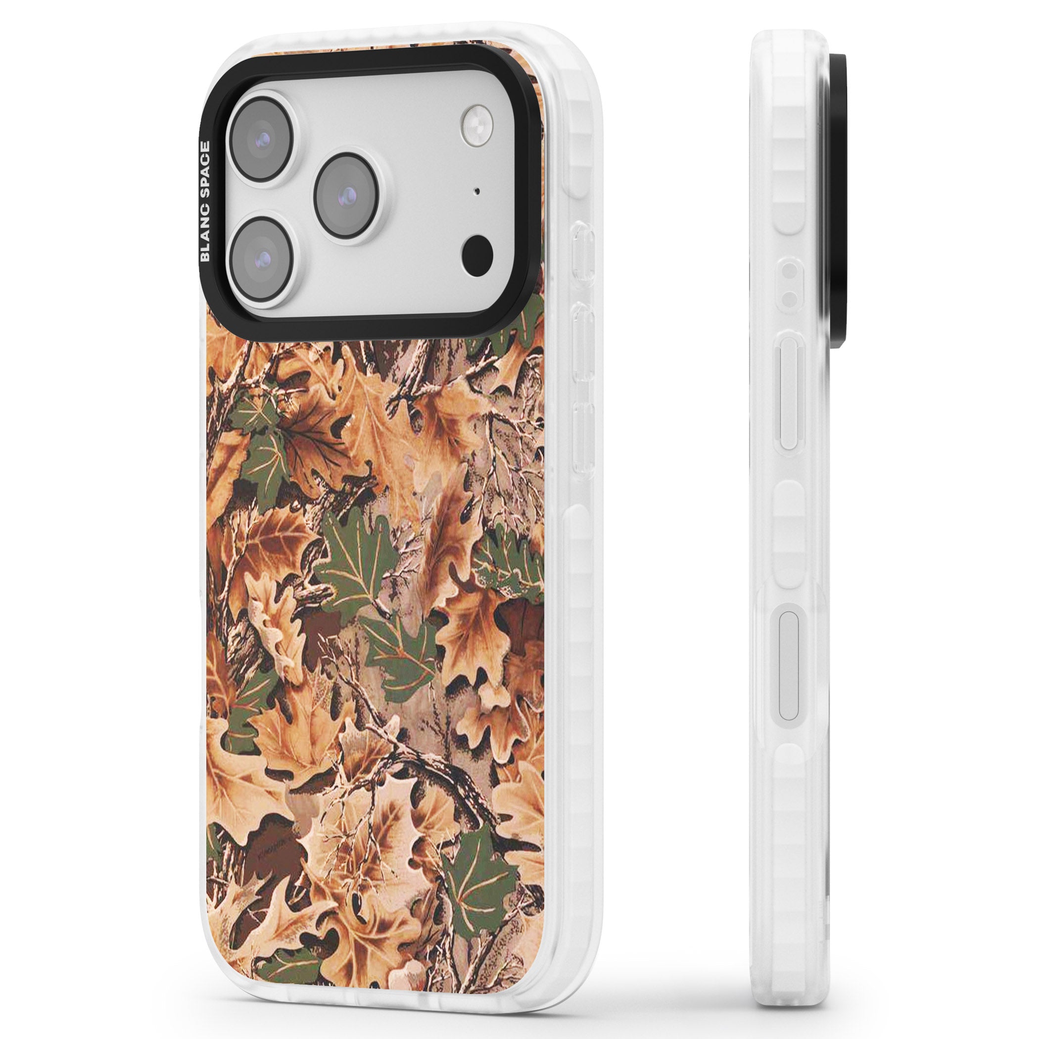 Leaves Camo iPhone 17 Pro Impact Pro Clear Phone Case Side Profile