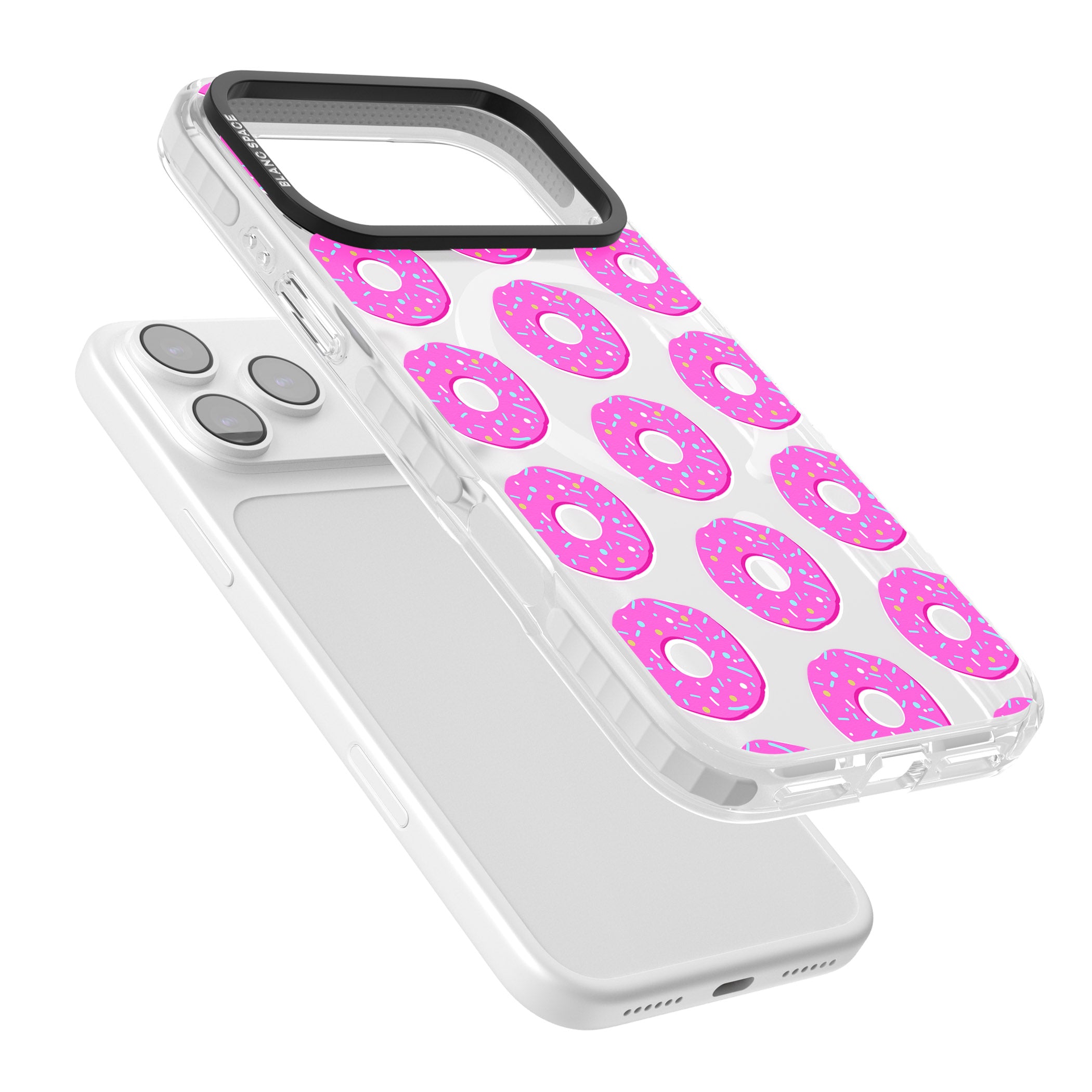 Pink Donut Pattern iPhone 17 Pro Impact Pro Clear Phone Case Colours