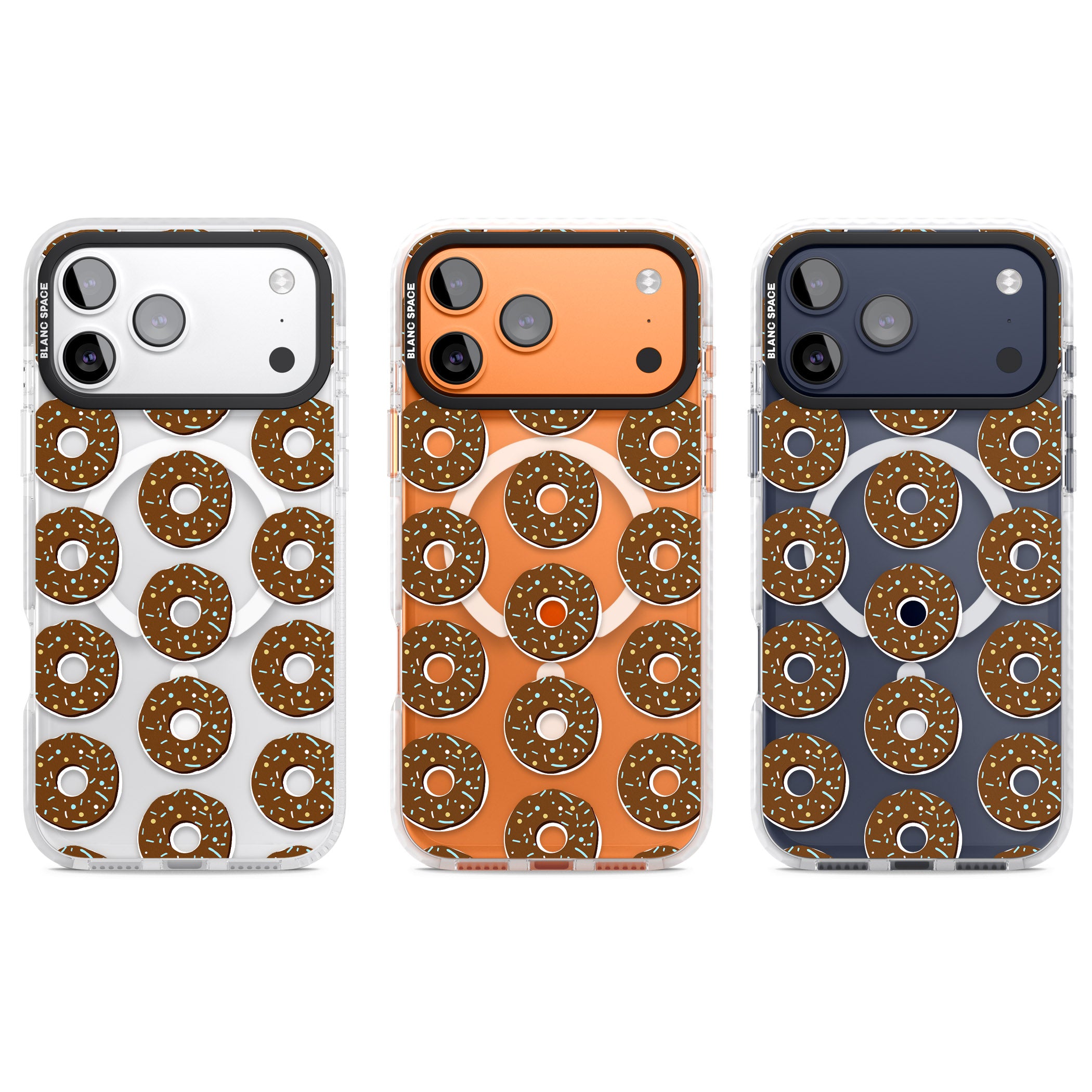 Chocolate Donut Pattern iPhone 17 Pro Impact Pro Clear Phone Case APT Impact Protection