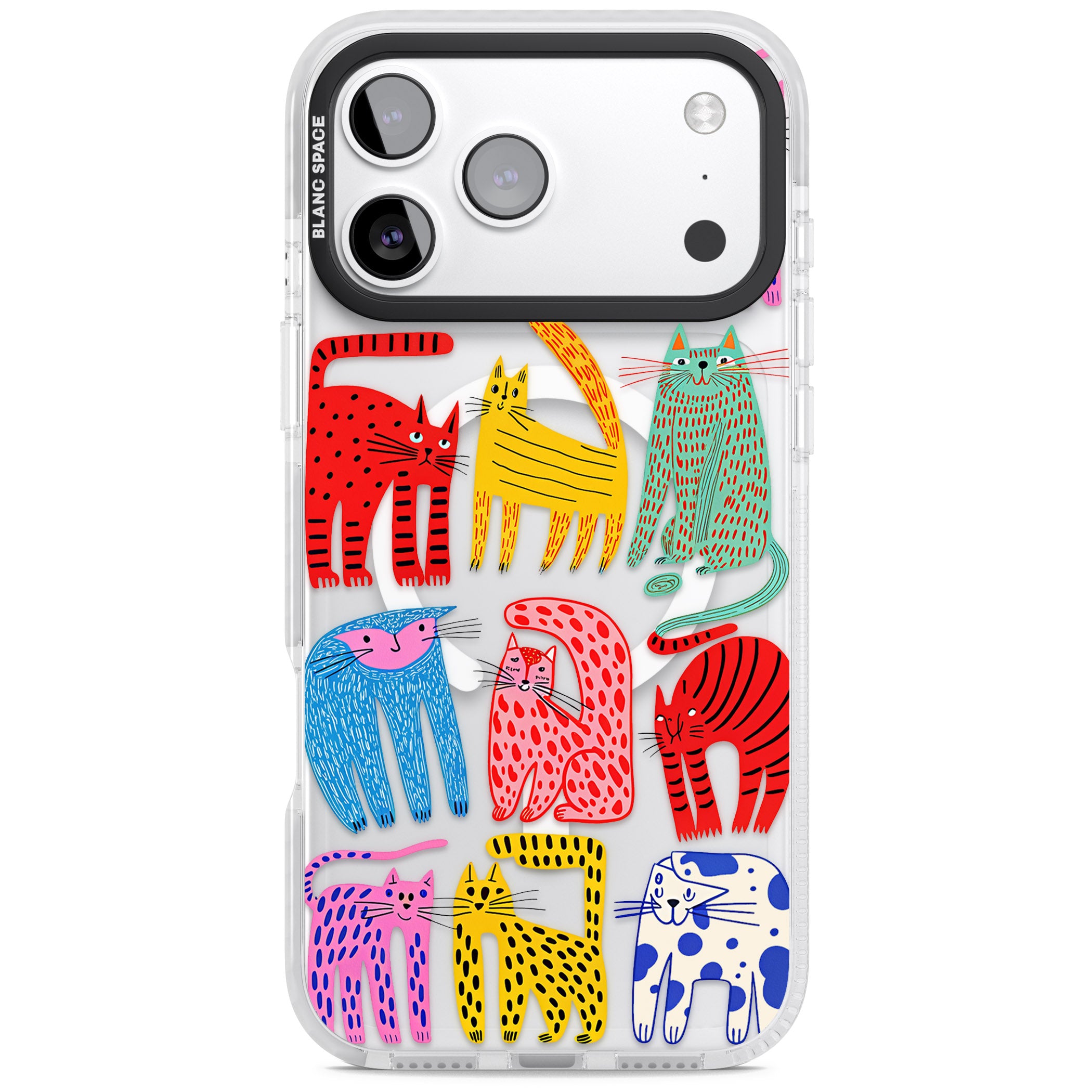 Abstract Colourful Cats iPhone 17 Pro Impact Pro Clear Phone Case