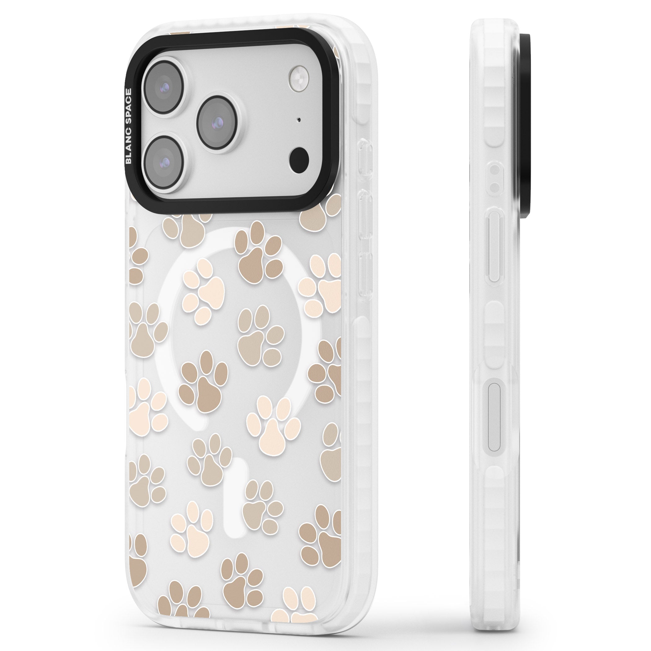 Paw Prints iPhone 17 Pro Impact Pro Clear Phone Case Side Profile