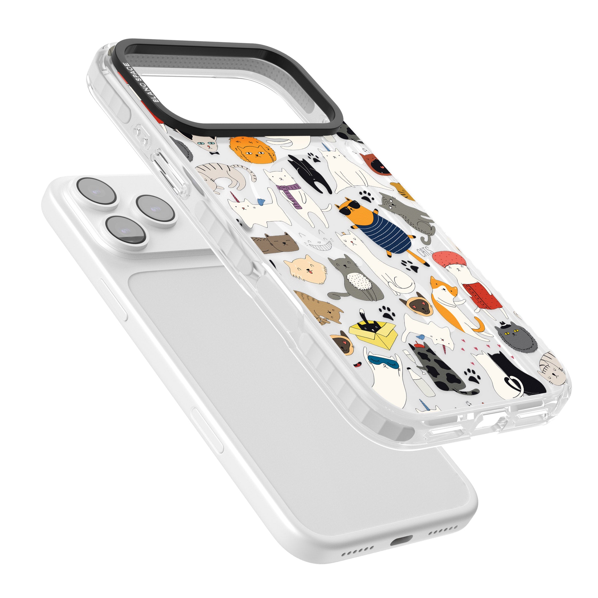 Cartoon Cat Collage iPhone 17 Pro Impact Pro Clear Phone Case Colours