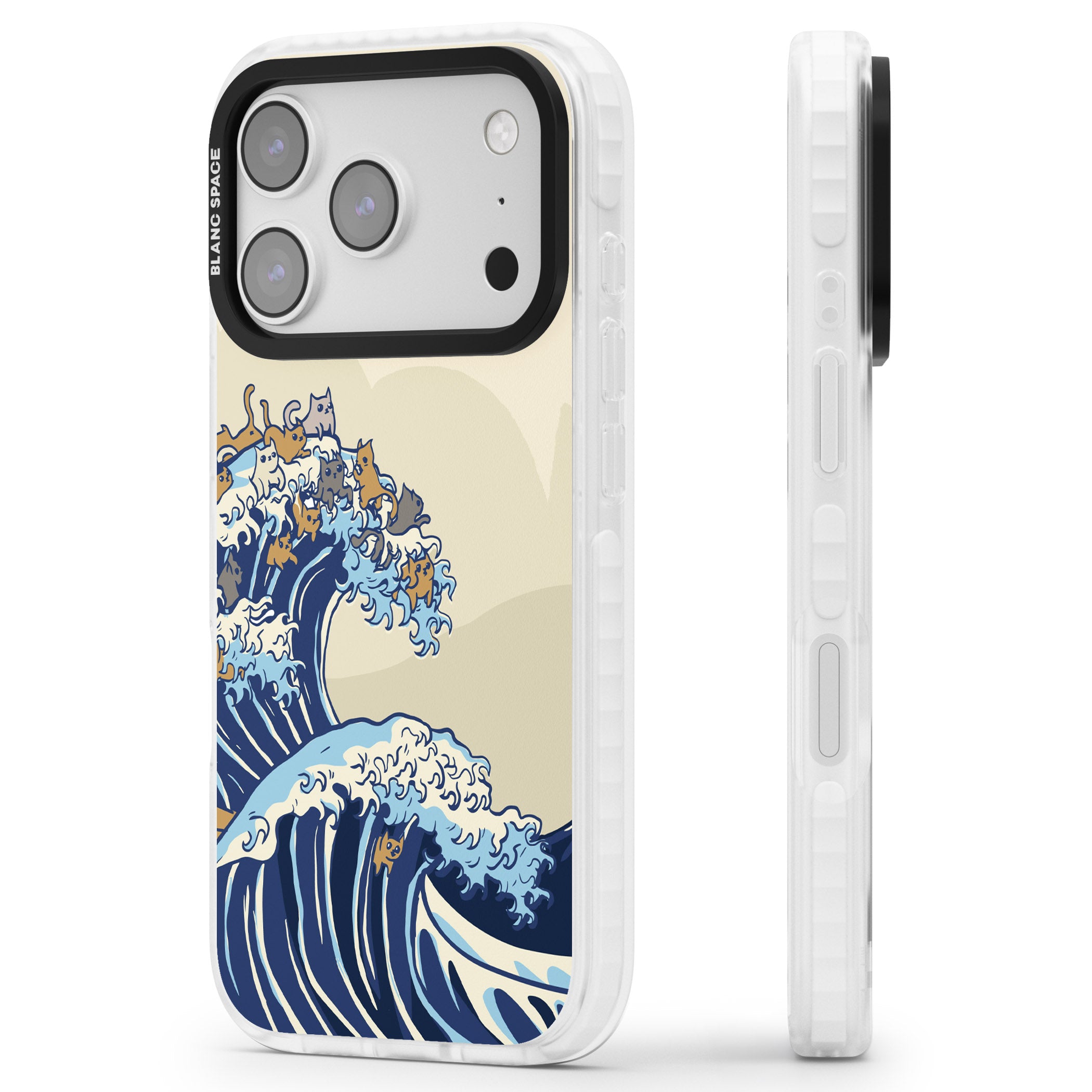 The Great Cat Wave iPhone 17 Pro Impact Pro Clear Phone Case Side Profile