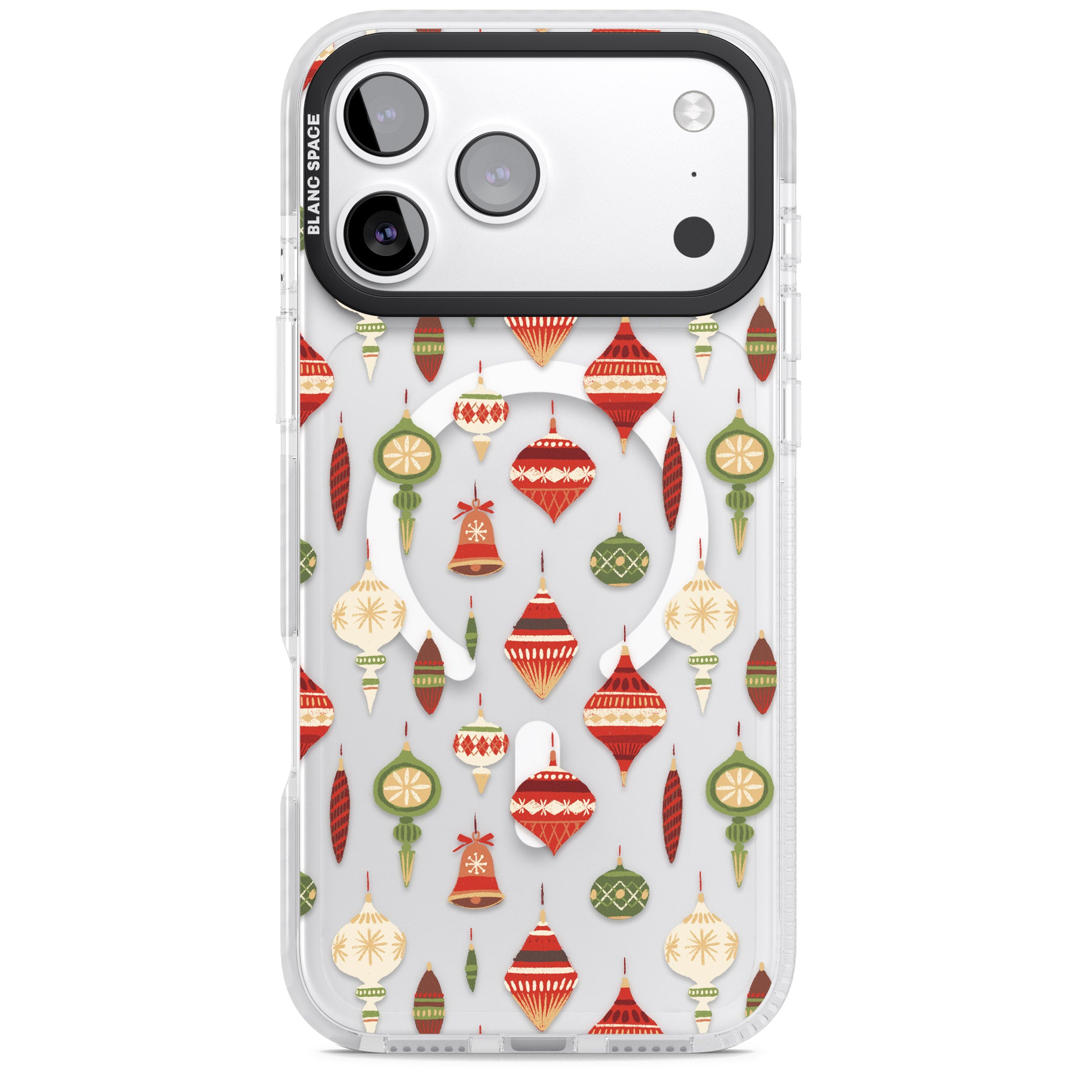 Christmas Baubles Pattern iPhone 17 Pro Impact Pro Clear Phone Case