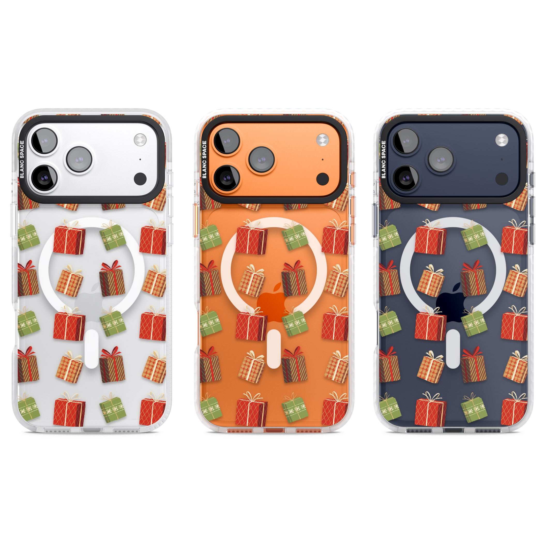 Christmas Presents Pattern iPhone 17 Pro Impact Pro Clear Phone Case APT Impact Protection