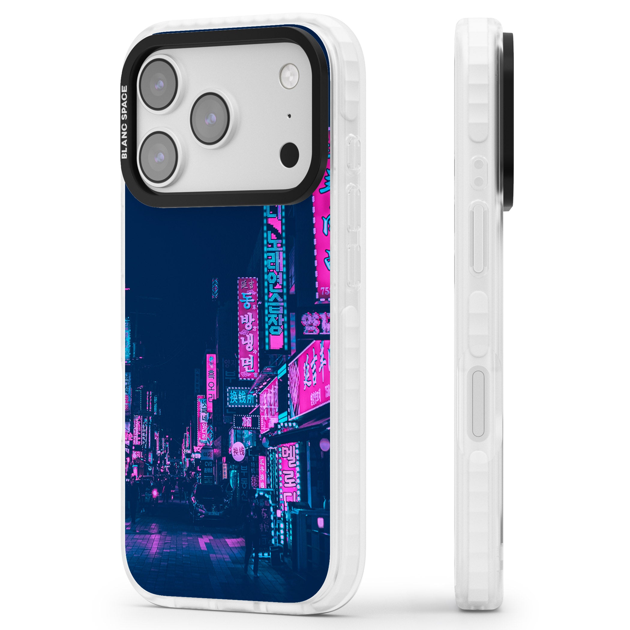 Neon Nights iPhone 17 Pro Impact Pro Clear Phone Case Side Profile