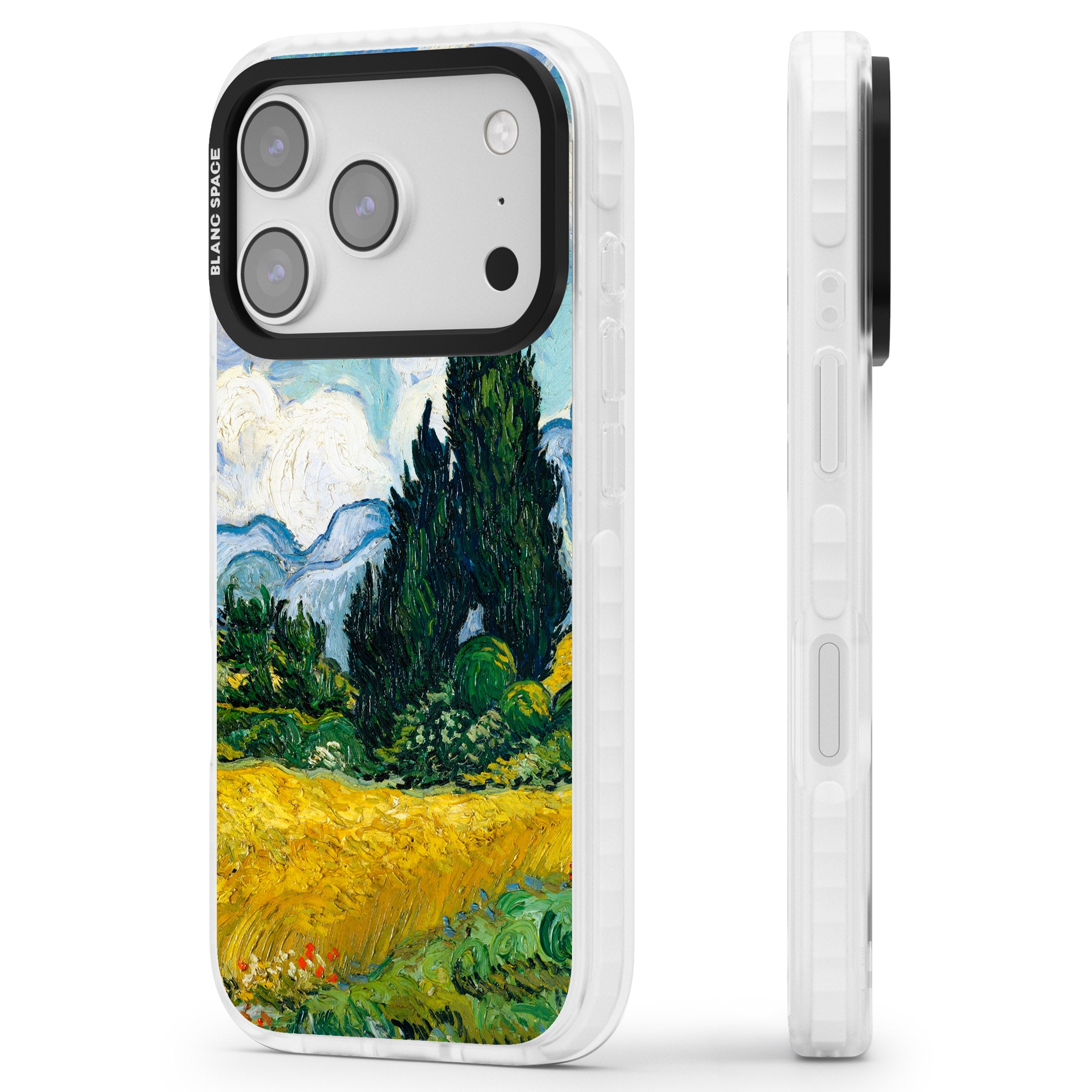 Wheat Field With Cypresses By Vincent Van Gogh iPhone 17 Pro Impact Pro Clear Phone Case Side Profile