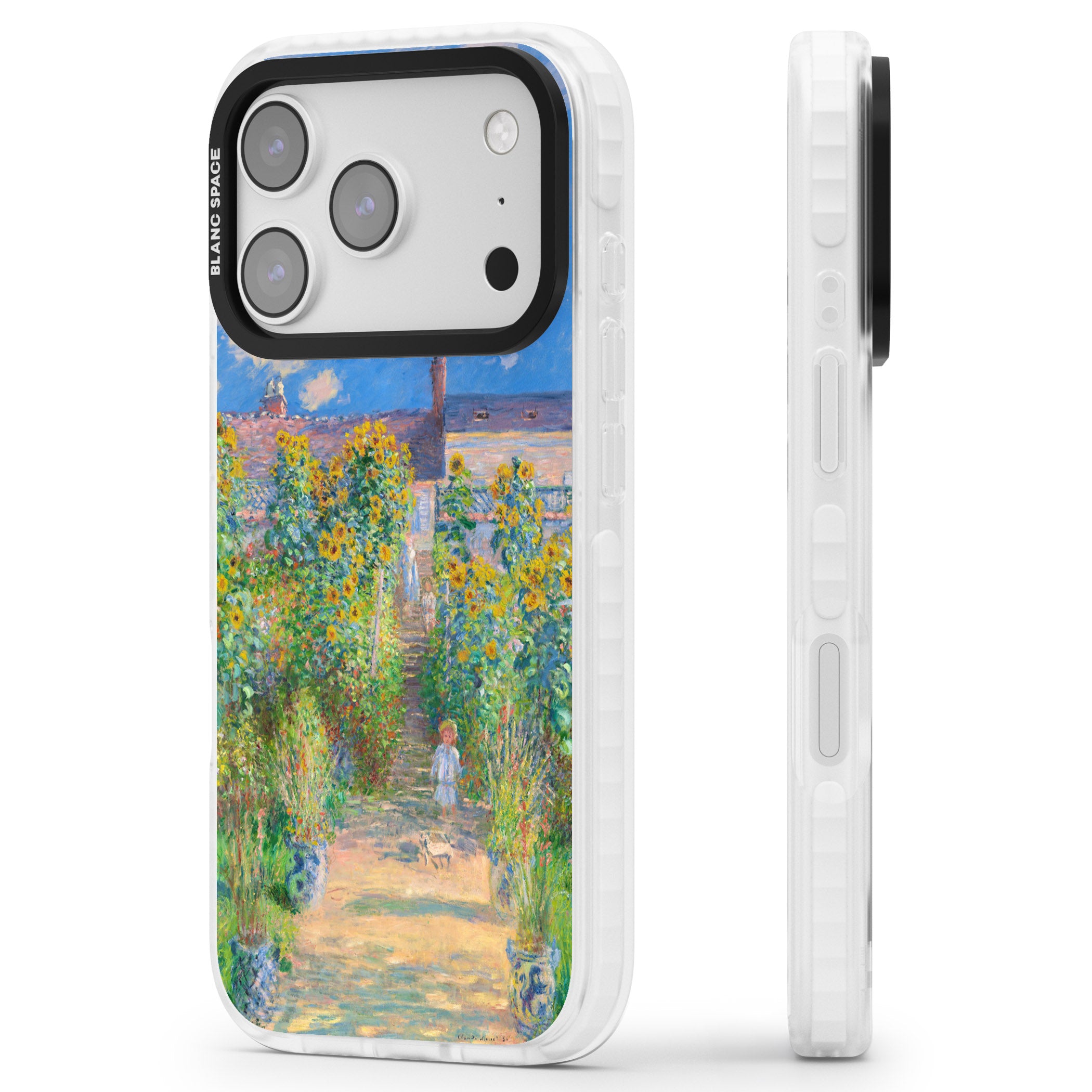 Garden at Vetheuil iPhone 17 Pro Impact Pro Clear Phone Case Side Profile