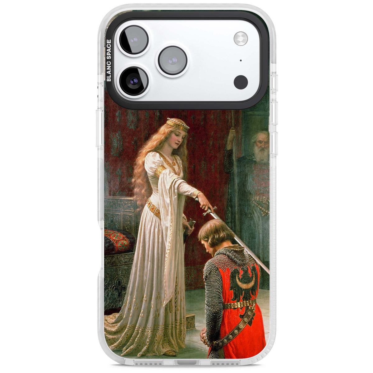 The Accolade renaissance art iPhone case featuring Edmund Blair Leighton's painting of a queen knighting a kneeling knight | Impact Magsafe case for iPhone 17 Pro, iPhone 17 Pro Max