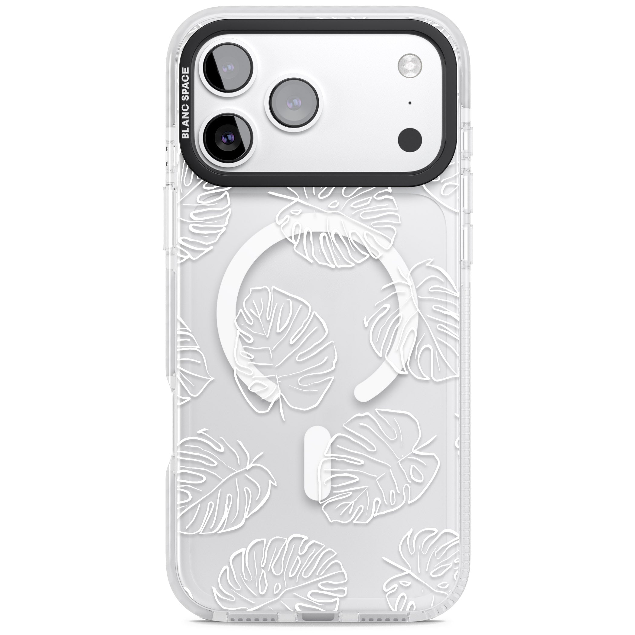 Monstera Outline iPhone 17 Pro Impact Pro Clear Phone Case