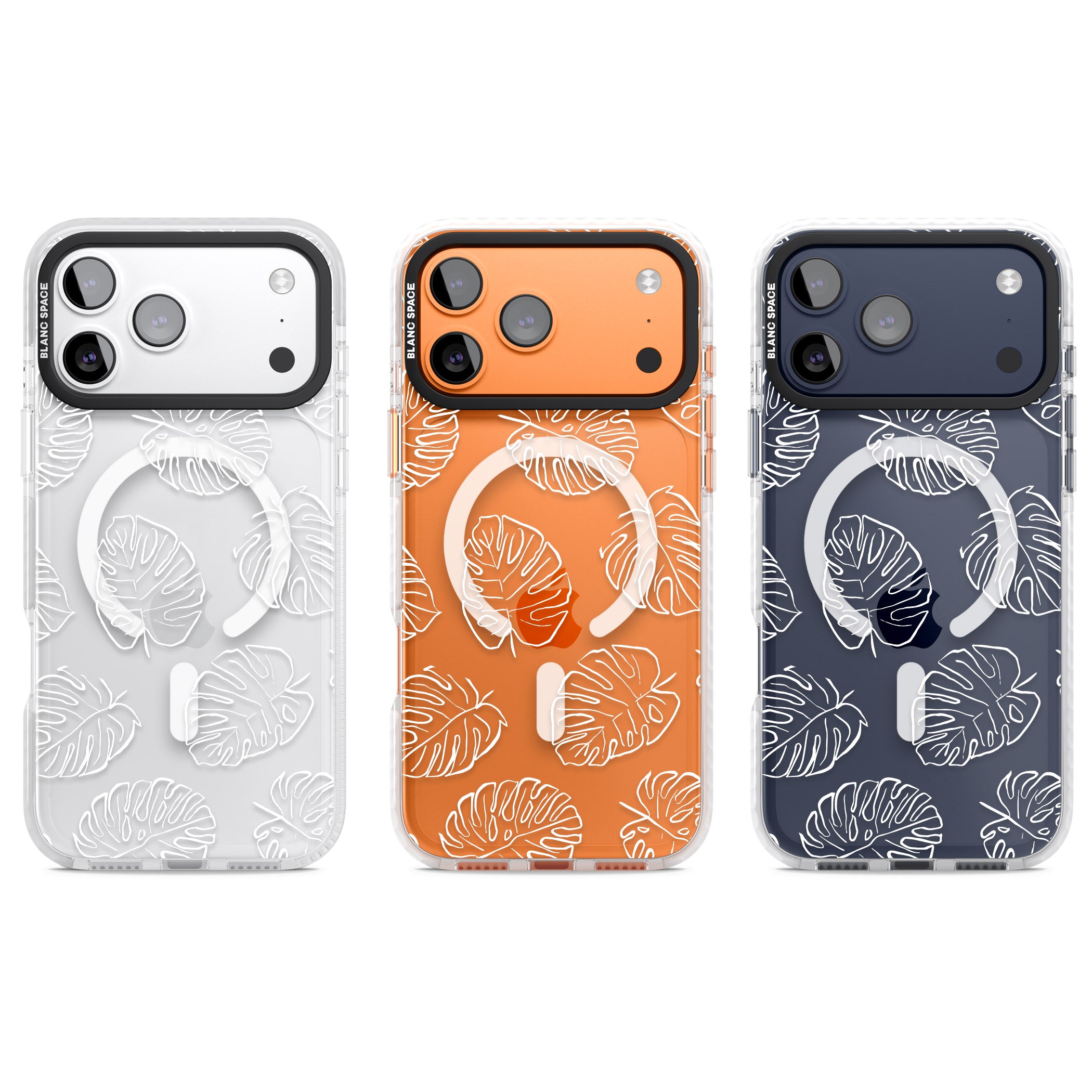Monstera Outline iPhone 17 Pro Impact Pro Clear Phone Case APT Impact Protection