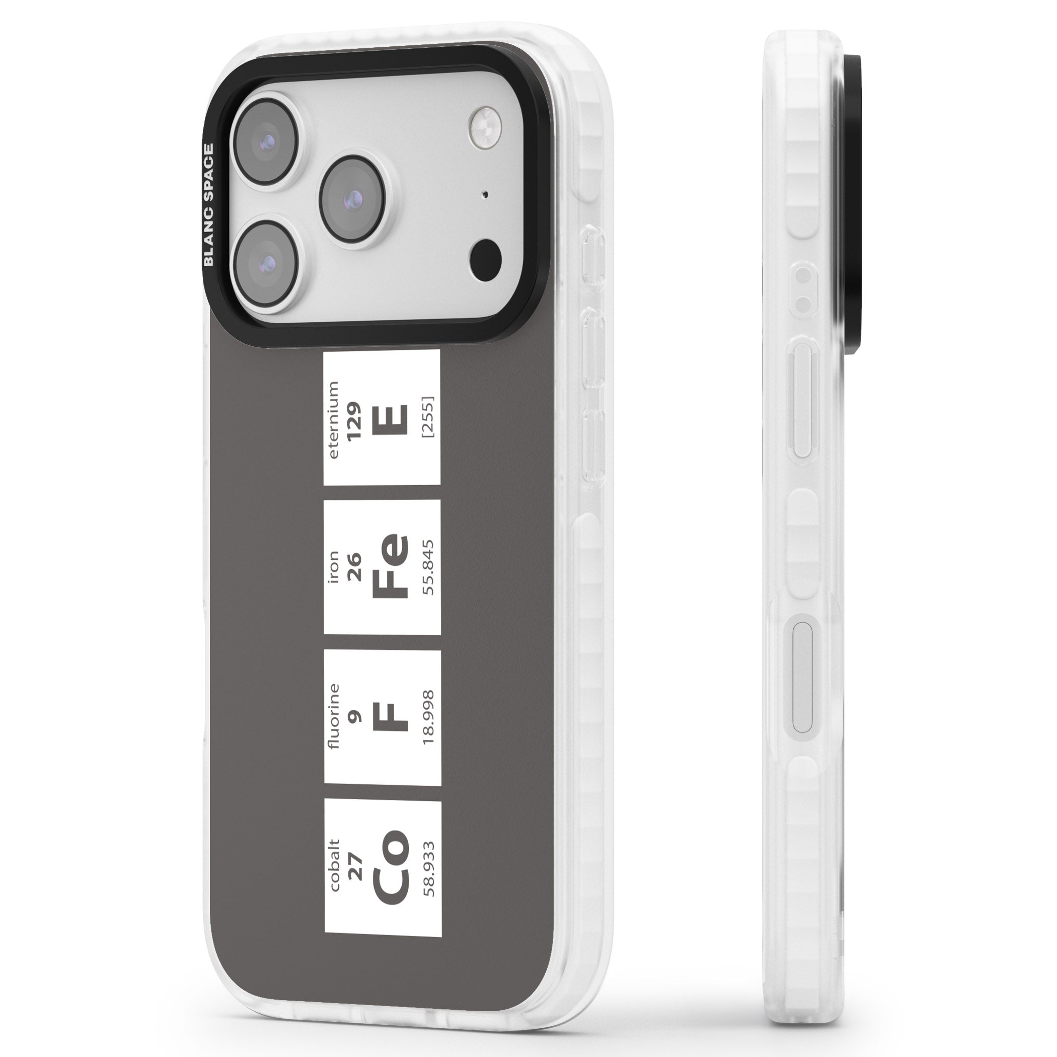 Coffee Element (Grey) iPhone 17 Pro Impact Pro Clear Phone Case Side Profile