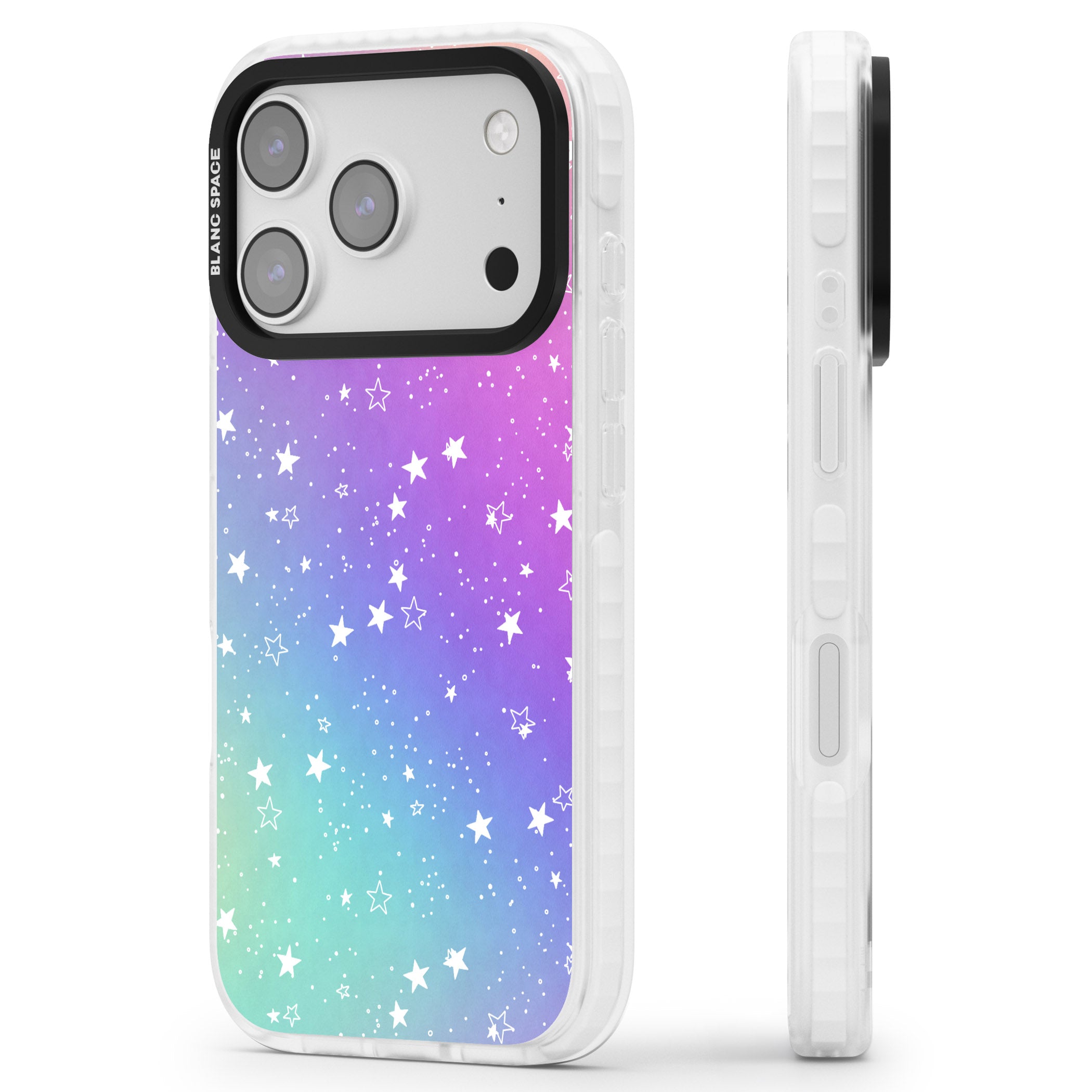 Pastel Starry Sky iPhone 17 Pro Impact Pro Clear Phone Case Side Profile
