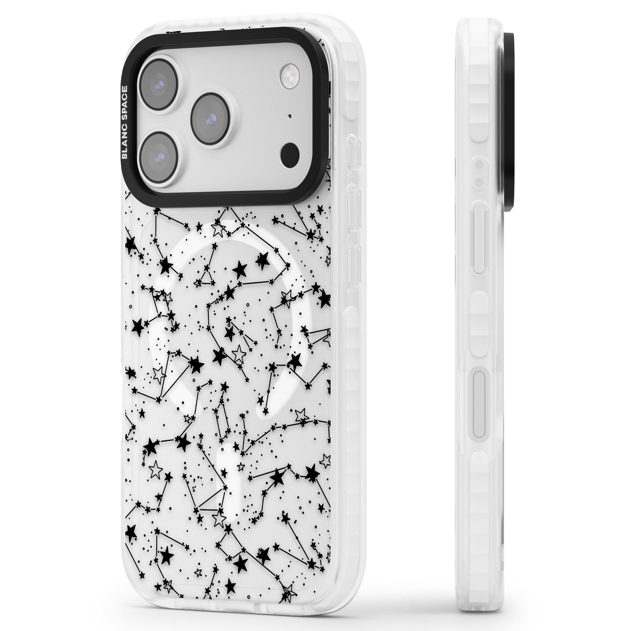 Midnight Constellations iPhone 17 Pro Impact Pro Clear Phone Case Side Profile
