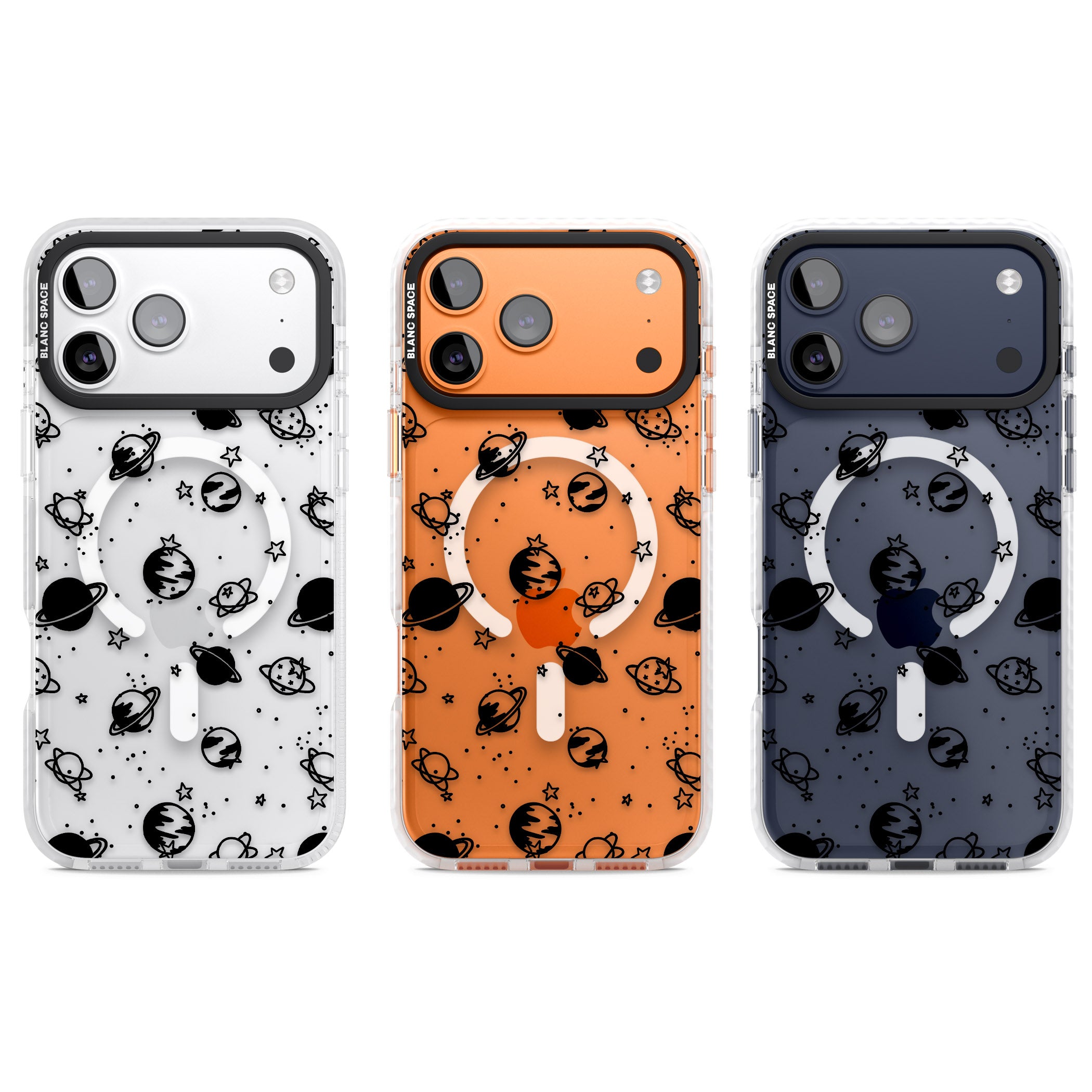 Black Planets iPhone 17 Pro Impact Pro Clear Phone Case APT Impact Protection