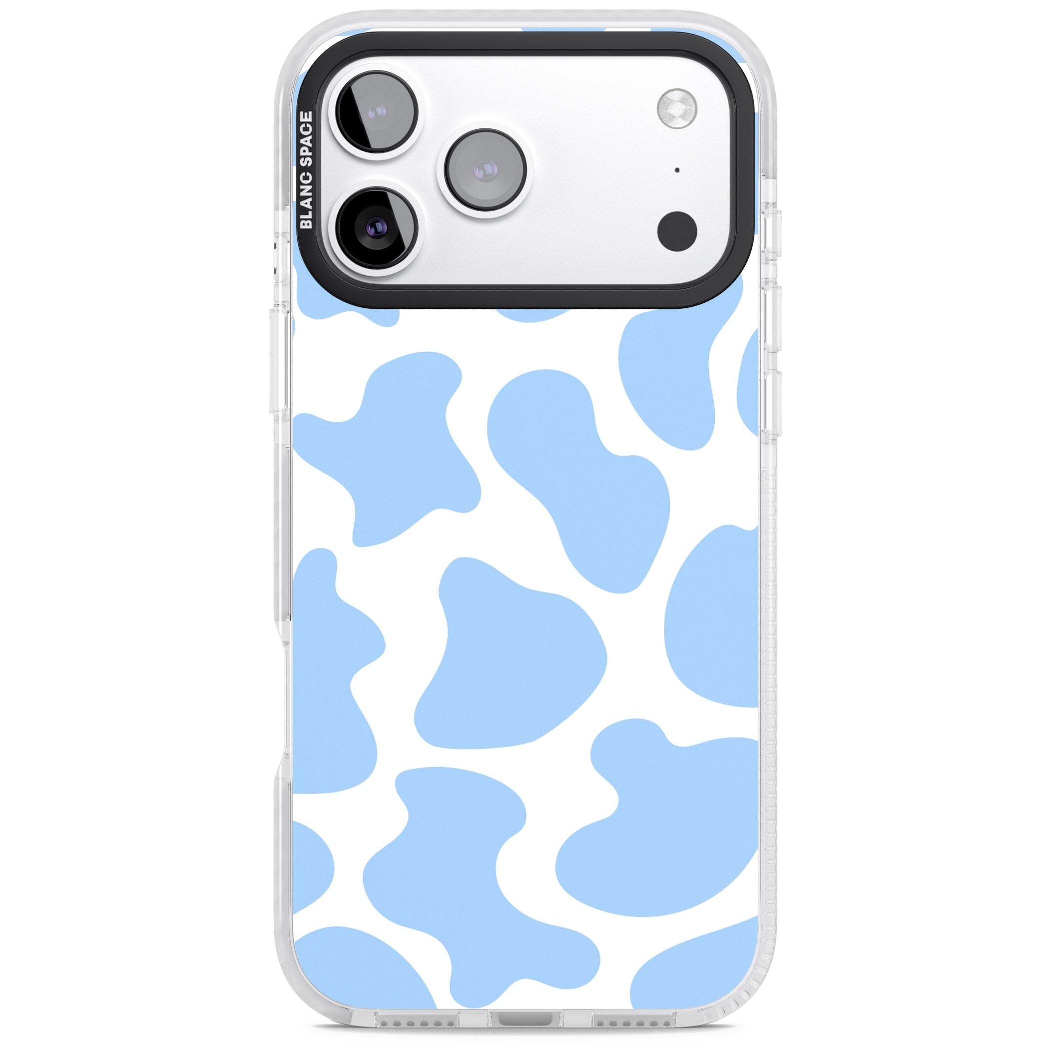 Blue And White Cow Print iPhone 17 Pro Impact Pro Clear Phone Case