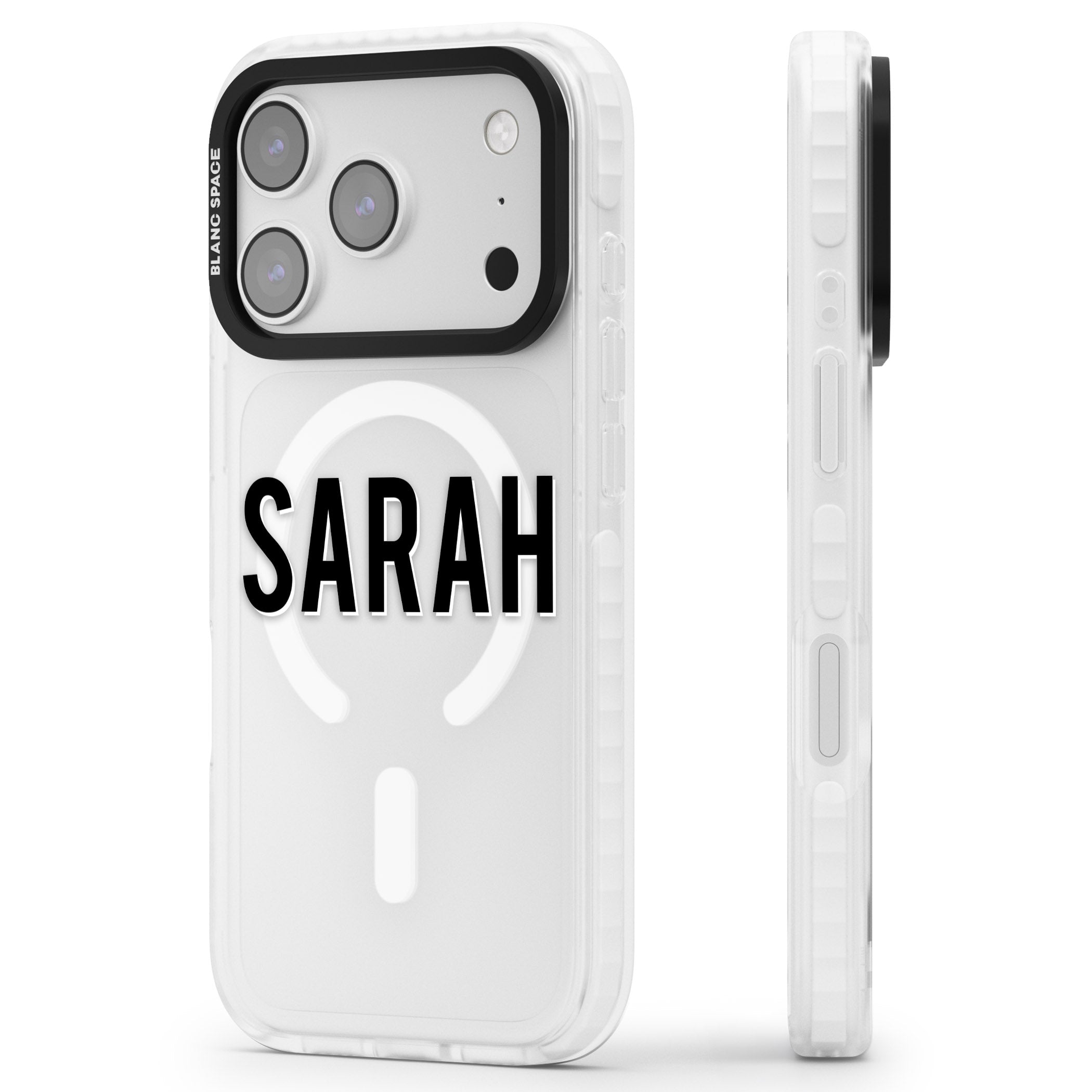 Personalised Clear Name iPhone 17 Pro Impact Pro Clear Phone Case Side Profile