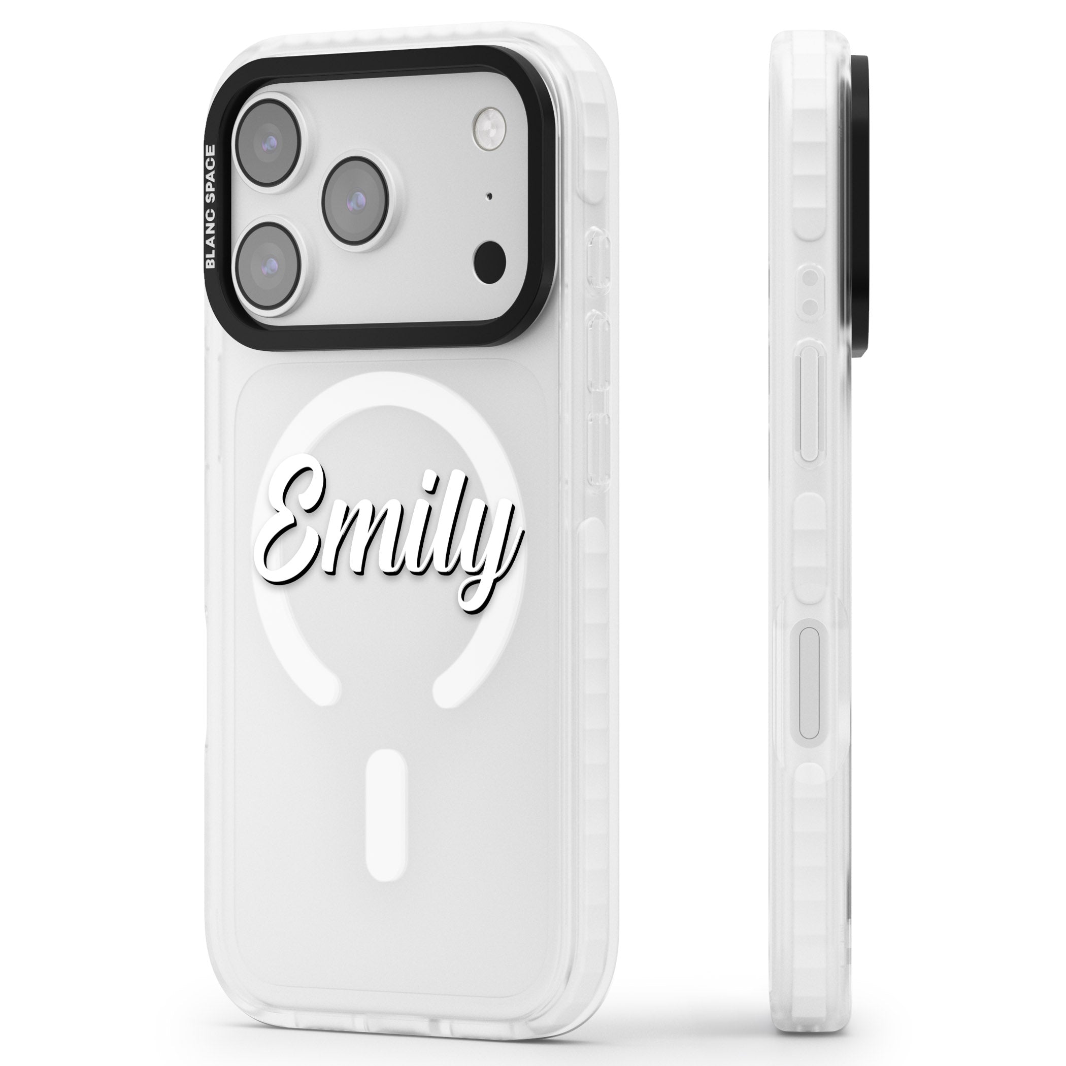 Personalised Cute Name iPhone 17 Pro Impact Pro Clear Phone Case Side Profile