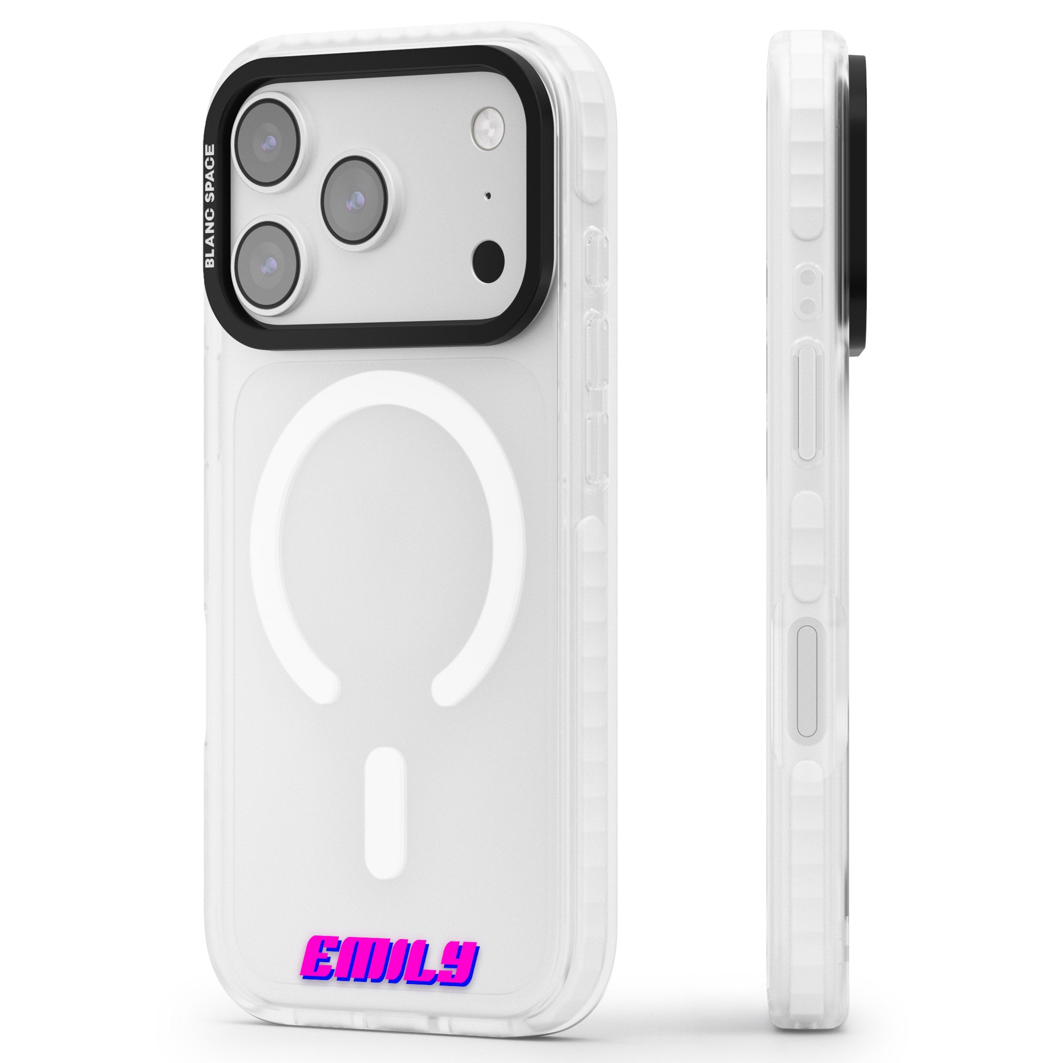 Personalised Cool Bottom Name iPhone 17 Pro Impact Pro Clear Phone Case Side Profile