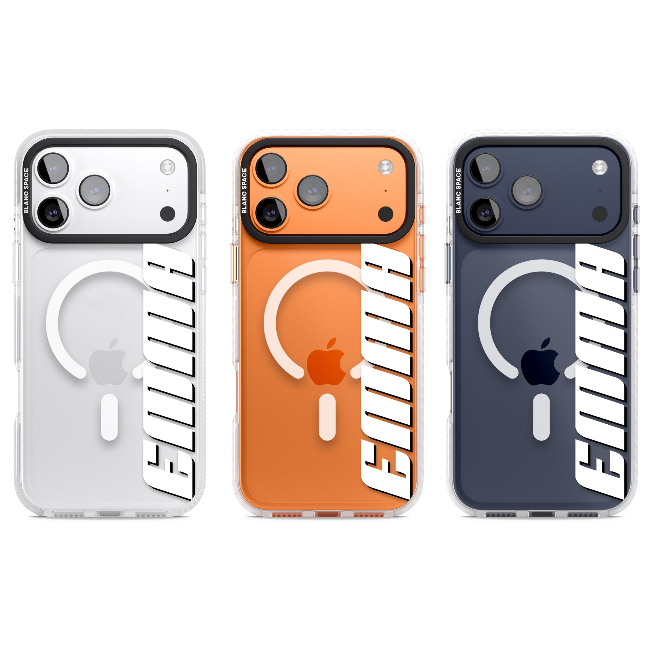 Personalised Vertical Bold Name iPhone 17 Pro Impact Pro Clear Phone Case APT Impact Protection