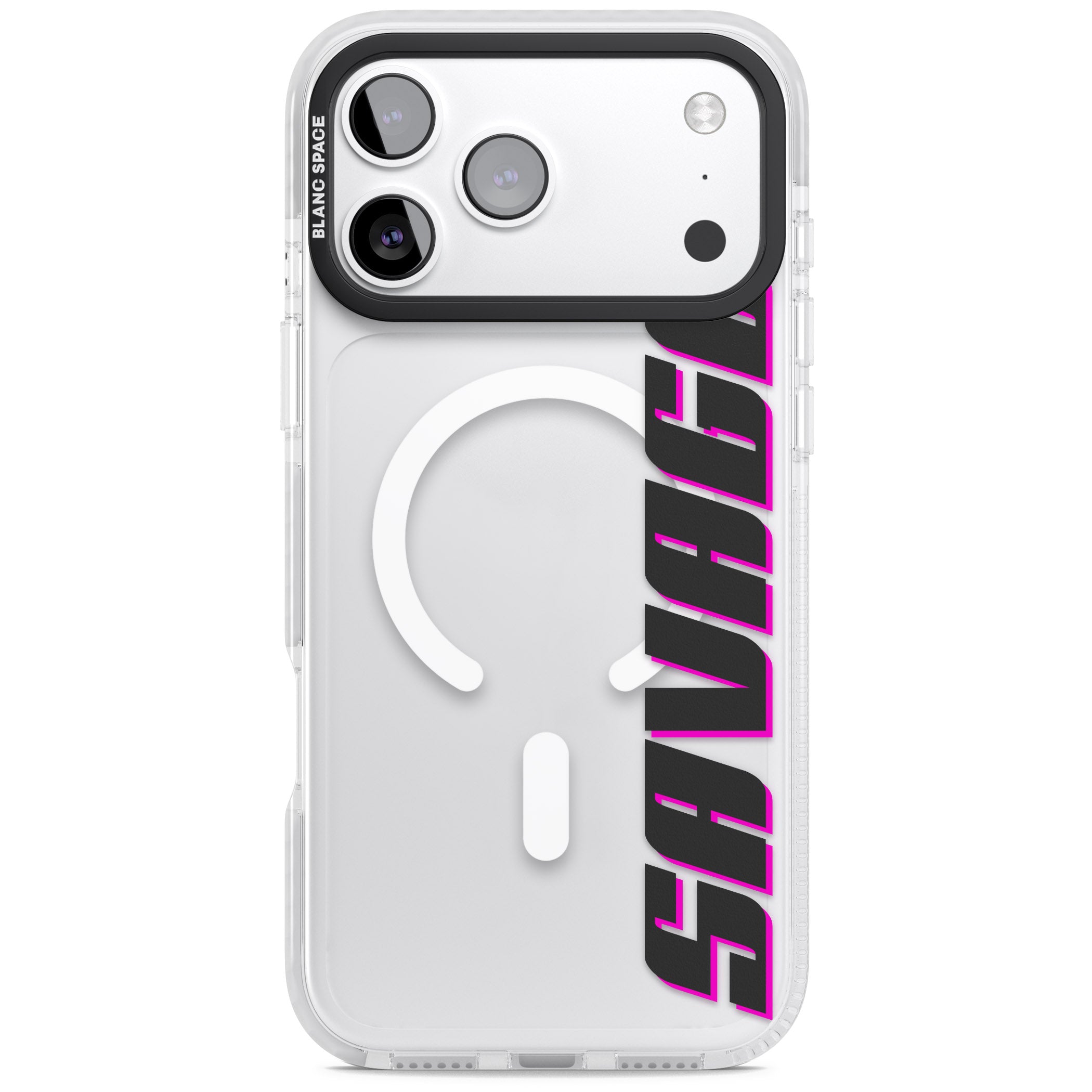Personalised Cool Vertical Name iPhone 17 Pro Impact Pro Clear Phone Case