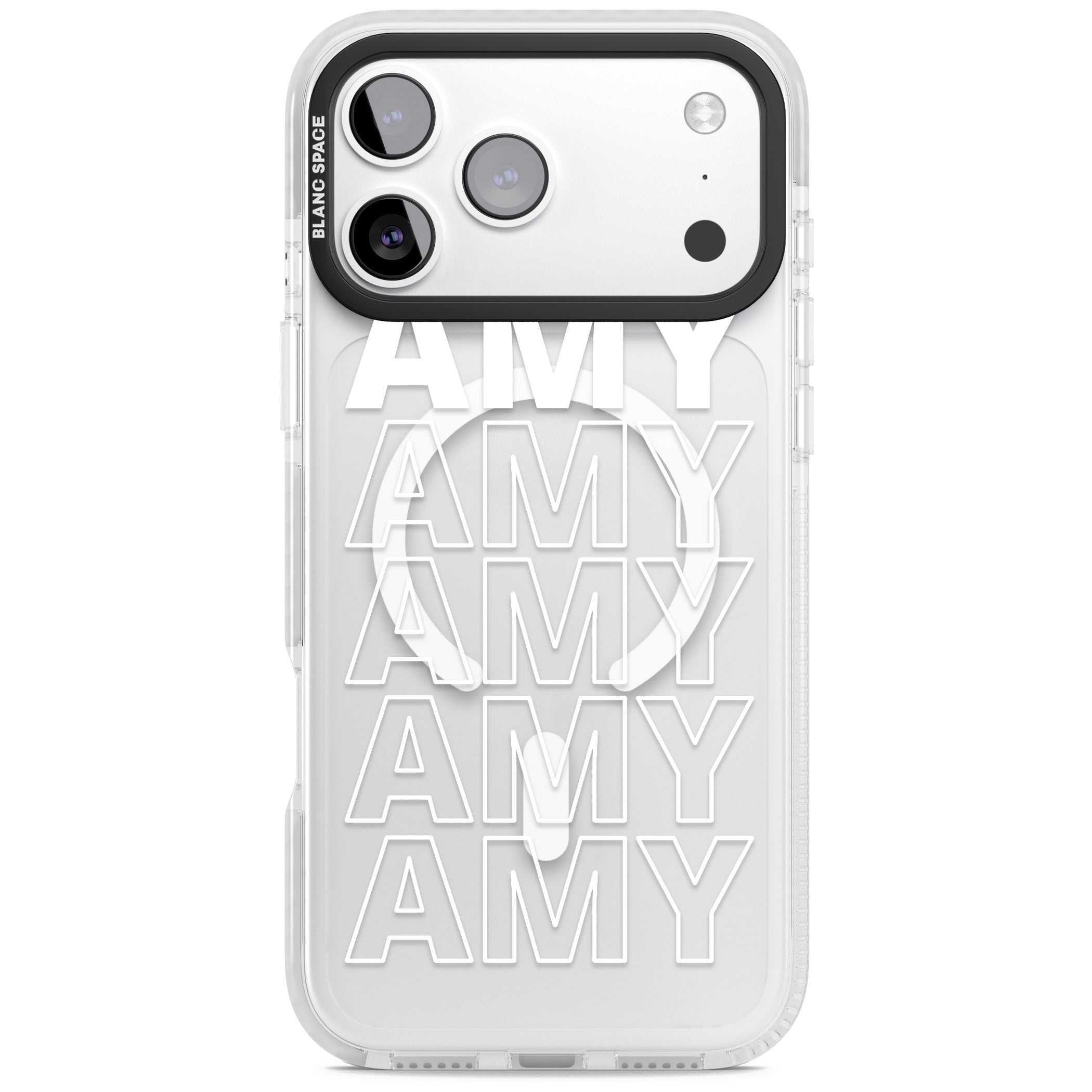 Personalised Bold Name Repeated iPhone 17 Pro Impact Pro Clear Phone Case