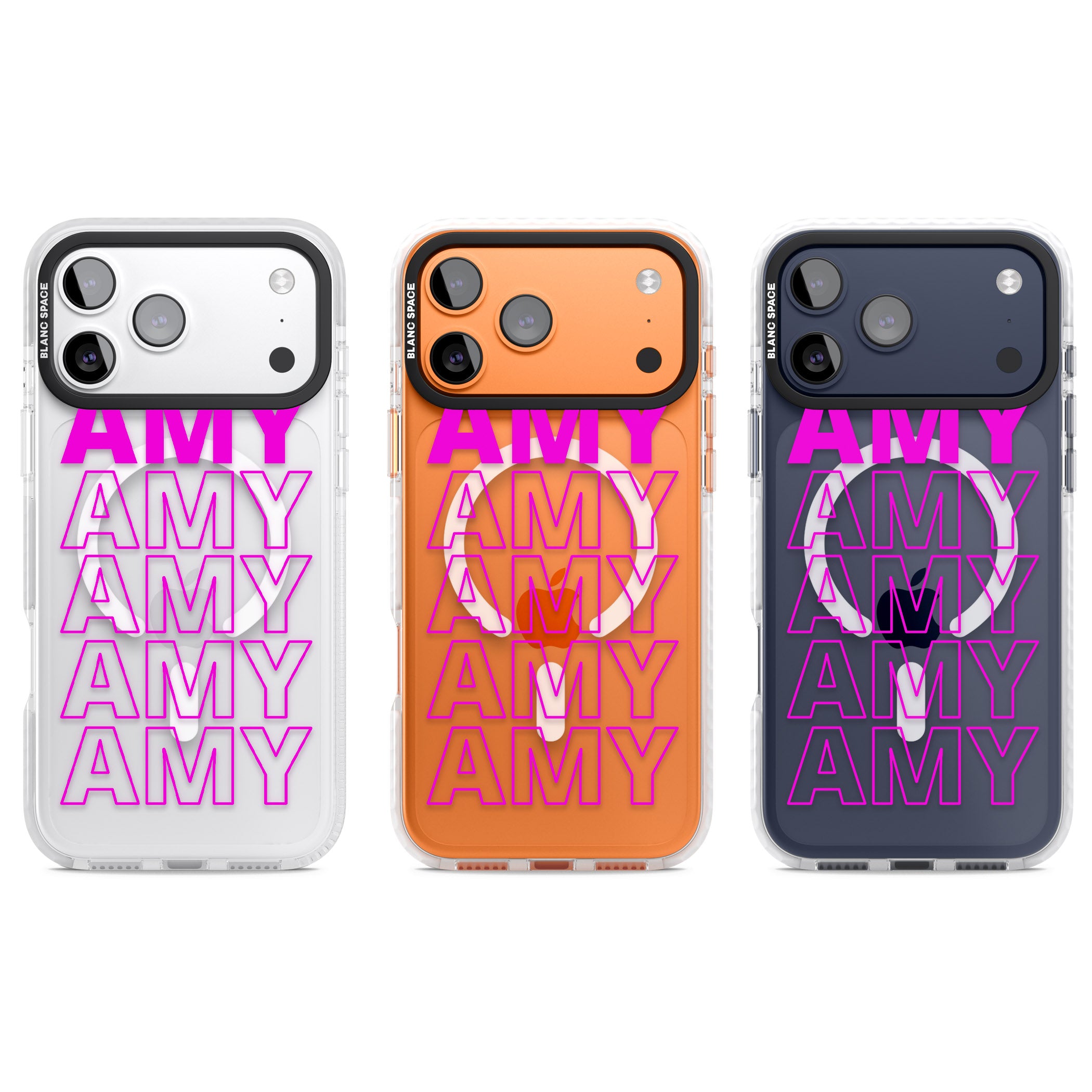 Personalised Bold Repeated Name iPhone 17 Pro Impact Pro Clear Phone Case APT Impact Protection
