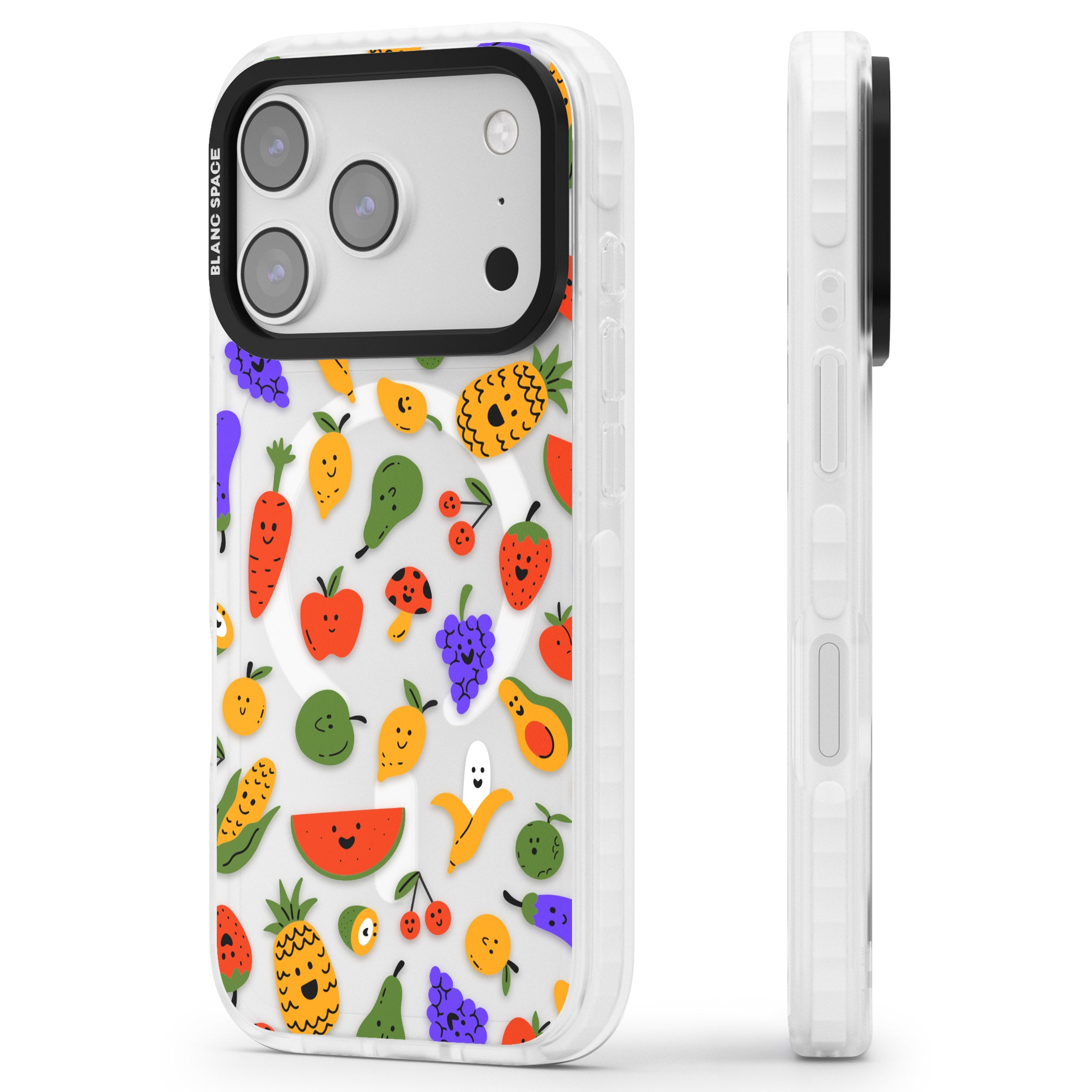 Playful Fruit Kawaii iPhone 17 Pro Impact Pro Clear Phone Case Side Profile