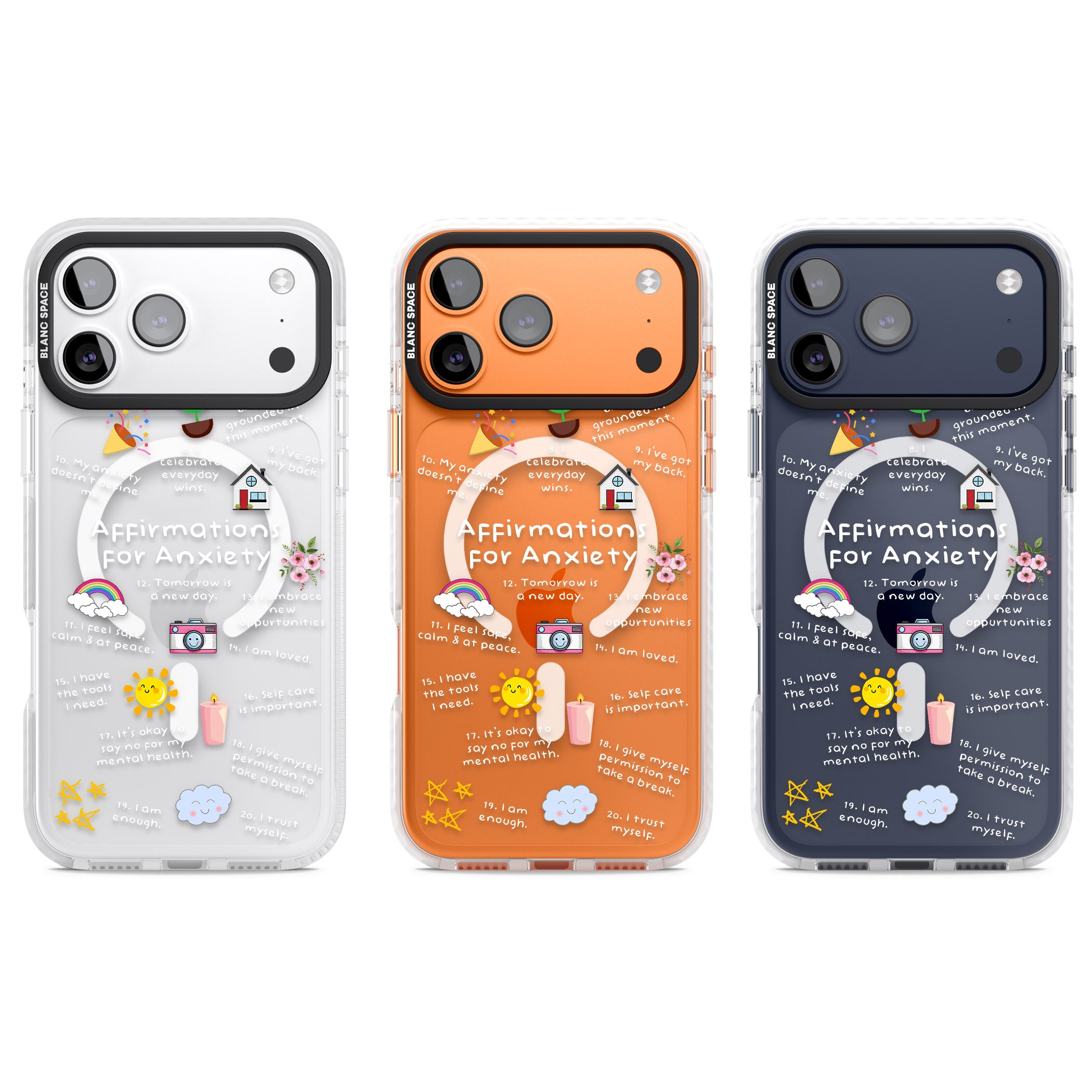 Anxiety White Text iPhone 17 Pro Impact Pro Clear Phone Case APT Impact Protection