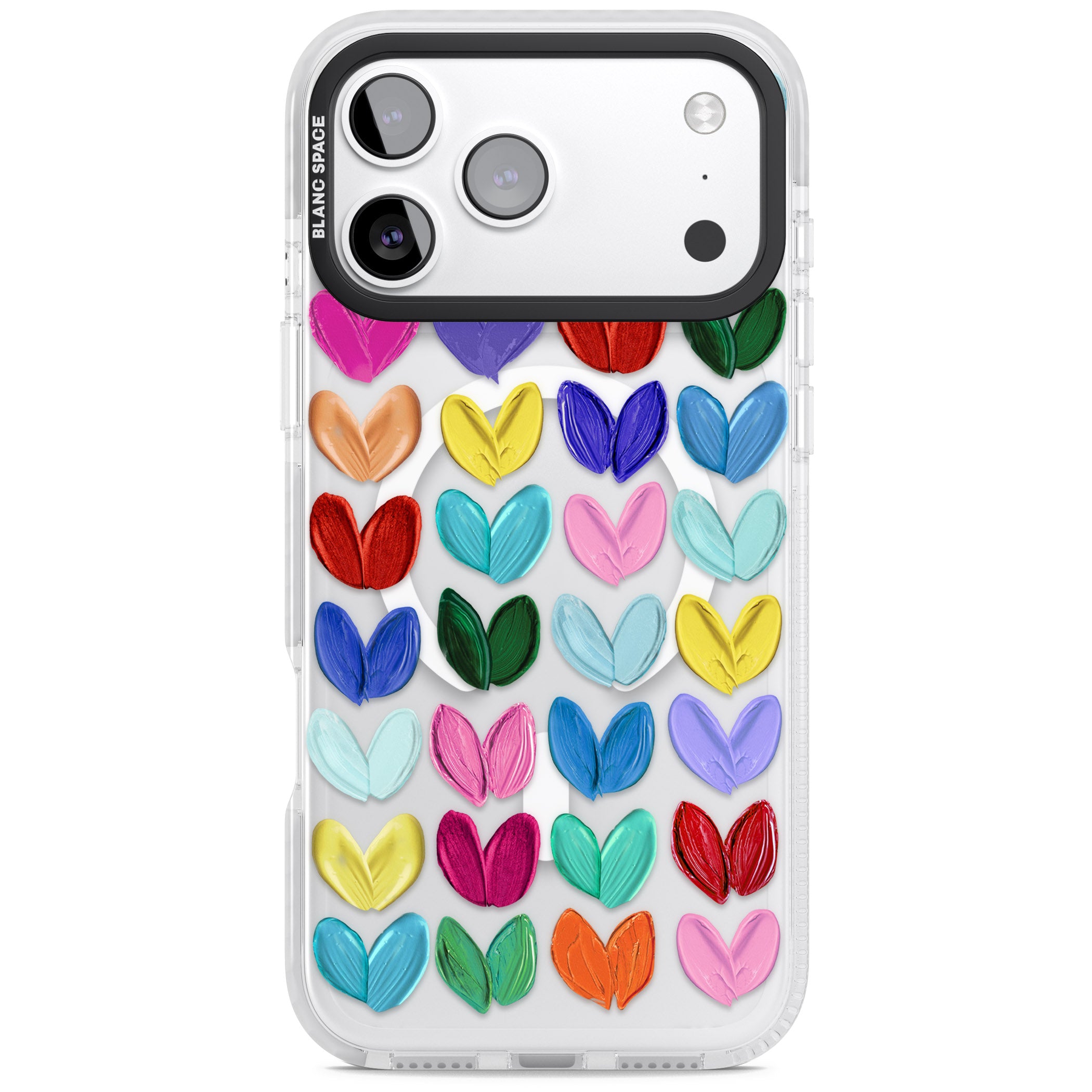 Oil Painted Hearts iPhone 17 Pro Impact Pro Clear Phone Case