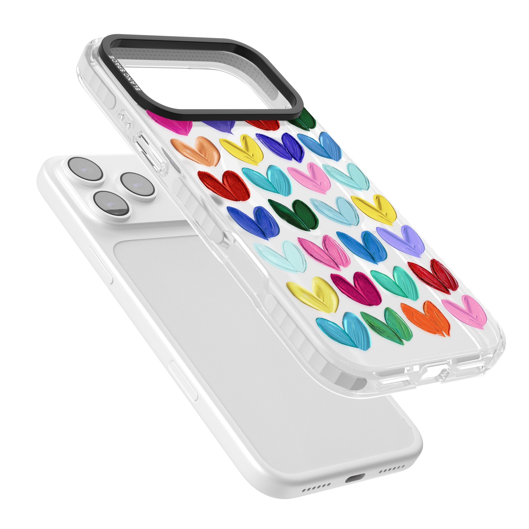 Oil Painted Hearts iPhone 17 Pro Impact Pro Clear Phone Case Colours