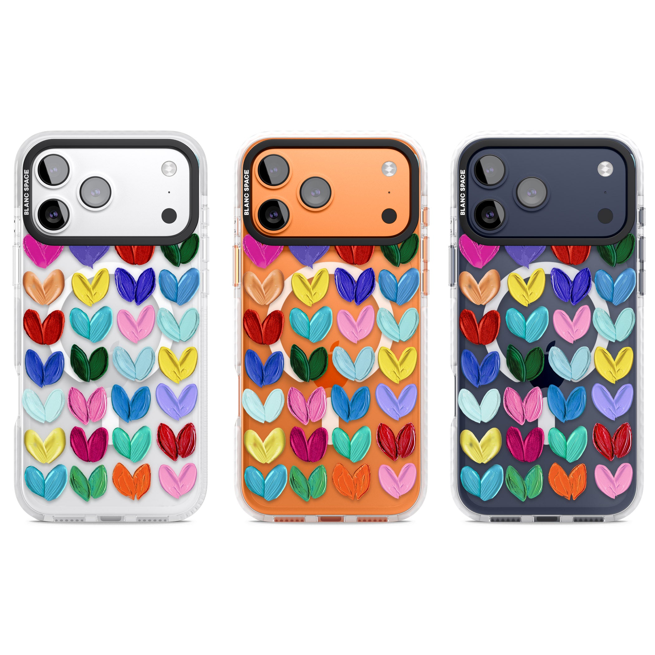 Oil Painted Hearts iPhone 17 Pro Impact Pro Clear Phone Case APT Impact Protection