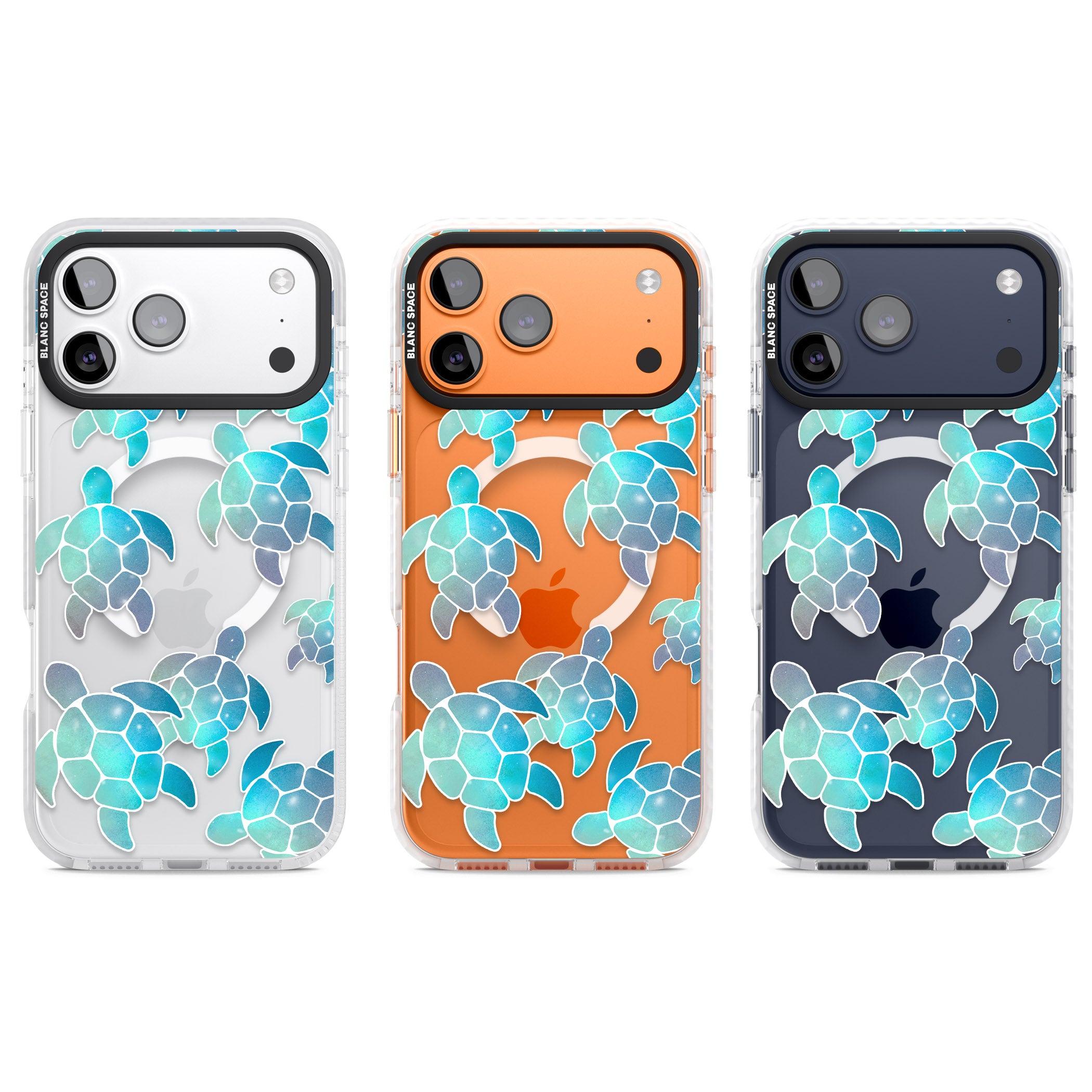 Aqua Space Turtles iPhone 17 Pro Impact Pro Clear Phone Case APT Impact Protection