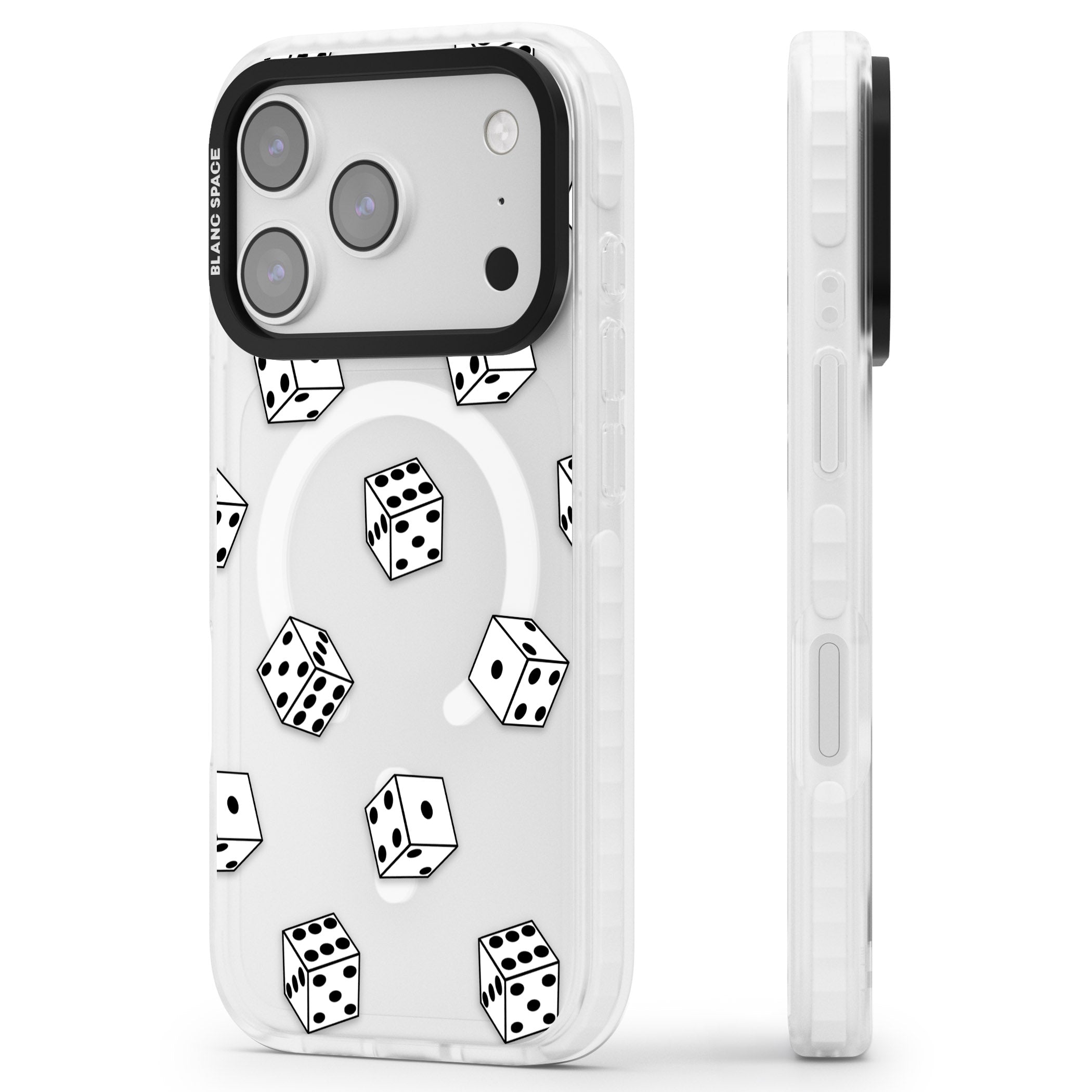 Clear Dice Pattern iPhone 17 Pro Impact Pro Clear Phone Case Side Profile