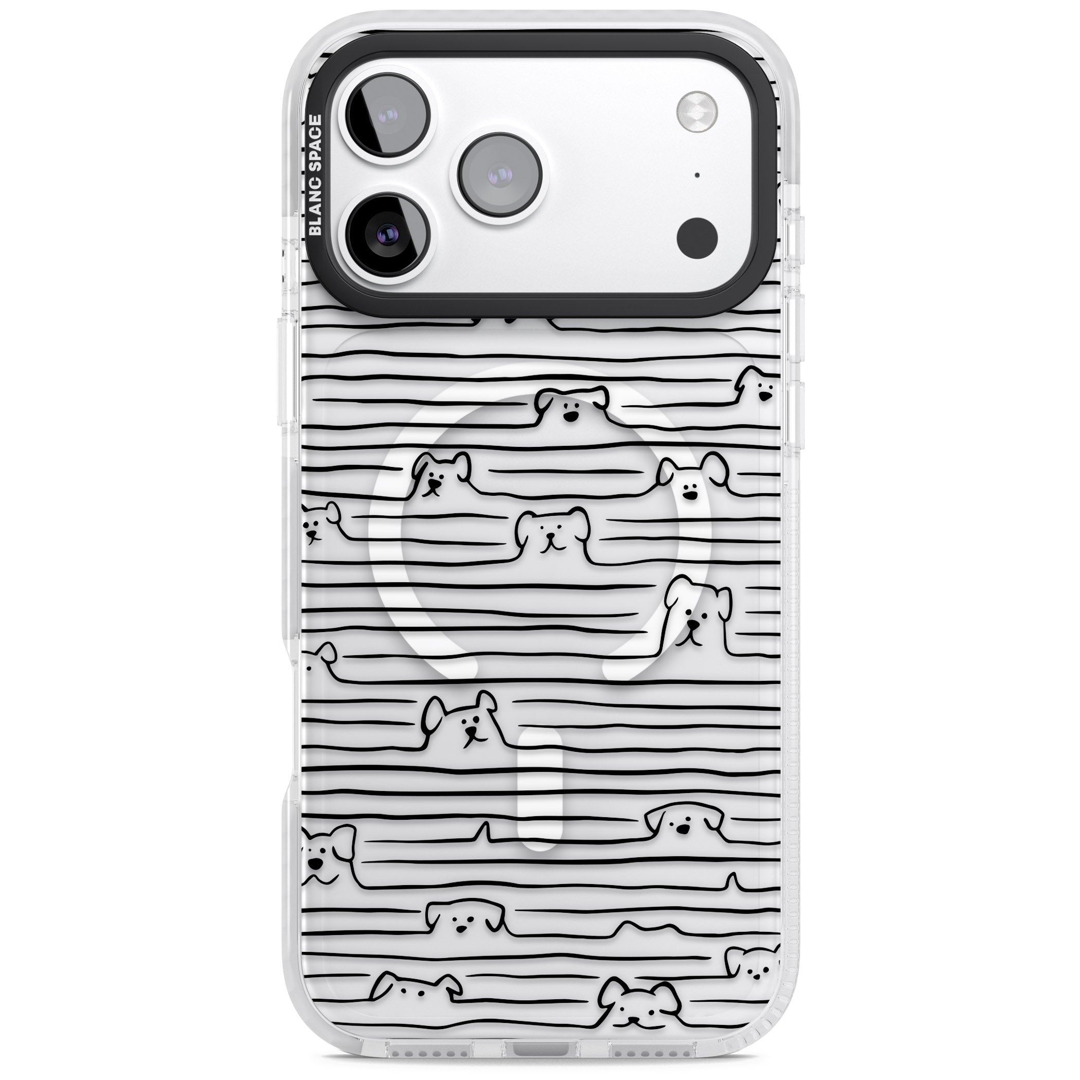 Dog Line Art Black iPhone 17 Pro Impact Pro Clear Phone Case
