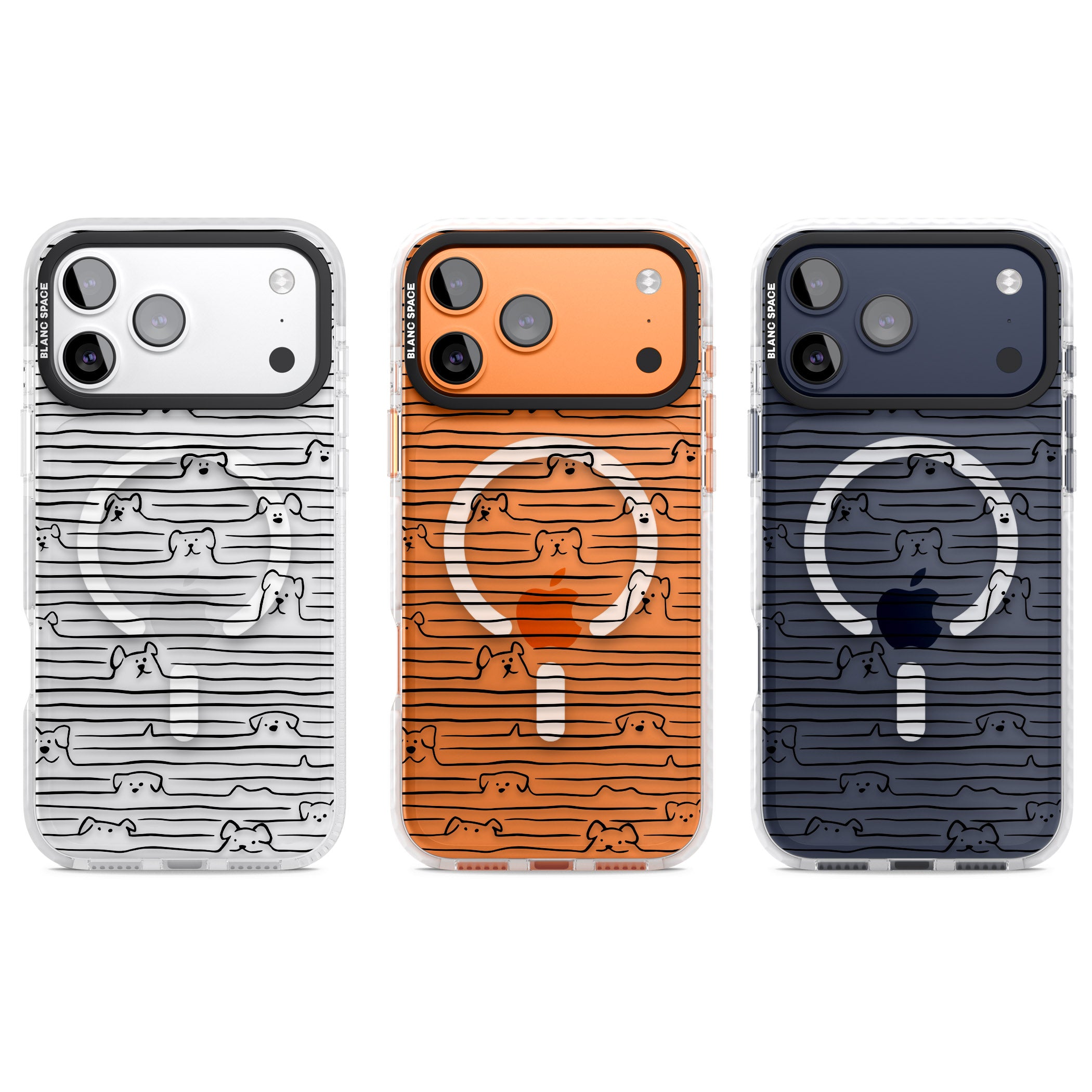 Dog Line Art Black iPhone 17 Pro Impact Pro Clear Phone Case APT Impact Protection