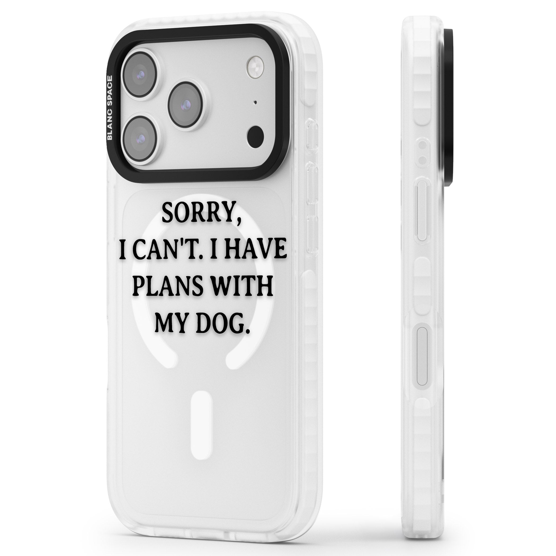 I Have Plans With My Dog iPhone 17 Pro Impact Pro Clear Phone Case Side Profile
