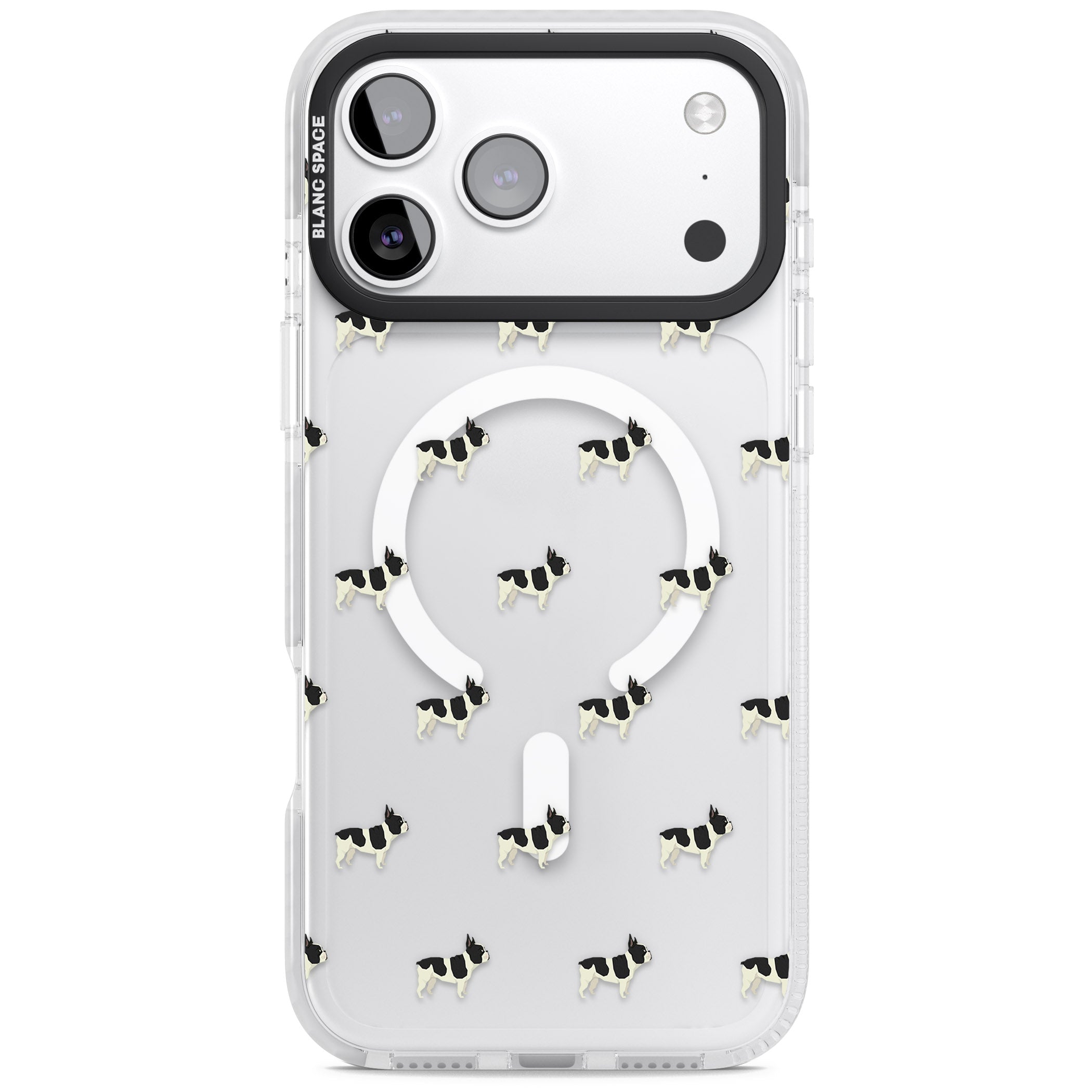 Frenchie Repeat Dog iPhone 17 Pro Impact Pro Clear Phone Case