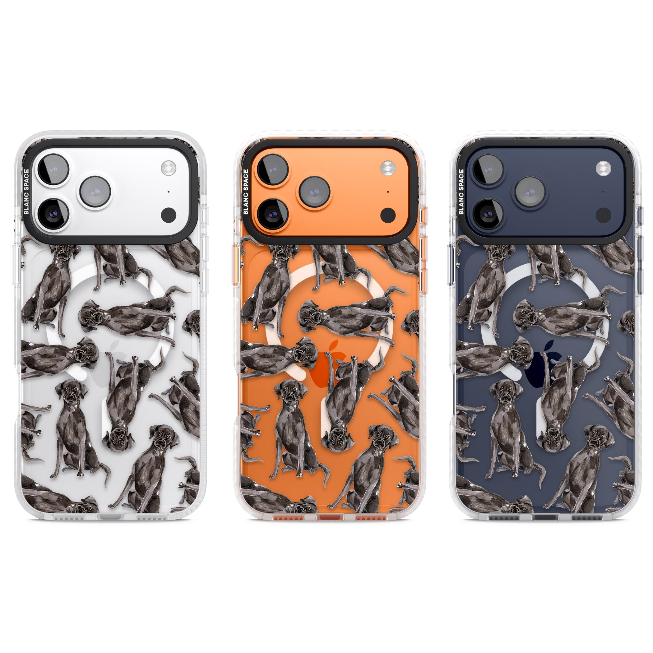 Black Labrador Watercolor Pattern iPhone 17 Pro Impact Pro Clear Phone Case APT Impact Protection