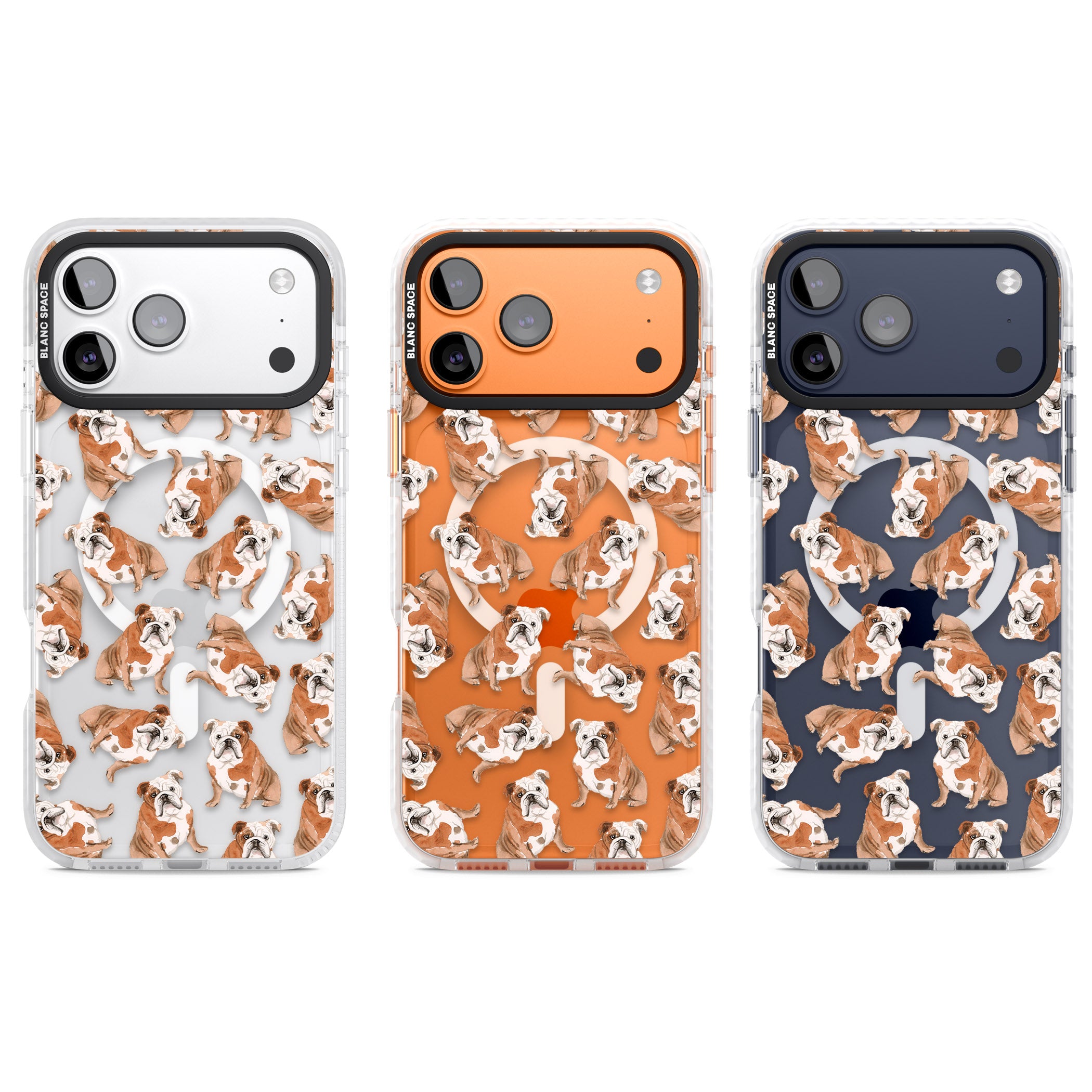 English Bulldog Watercolour Dog Pattern iPhone 17 Pro Impact Pro Clear Phone Case APT Impact Protection