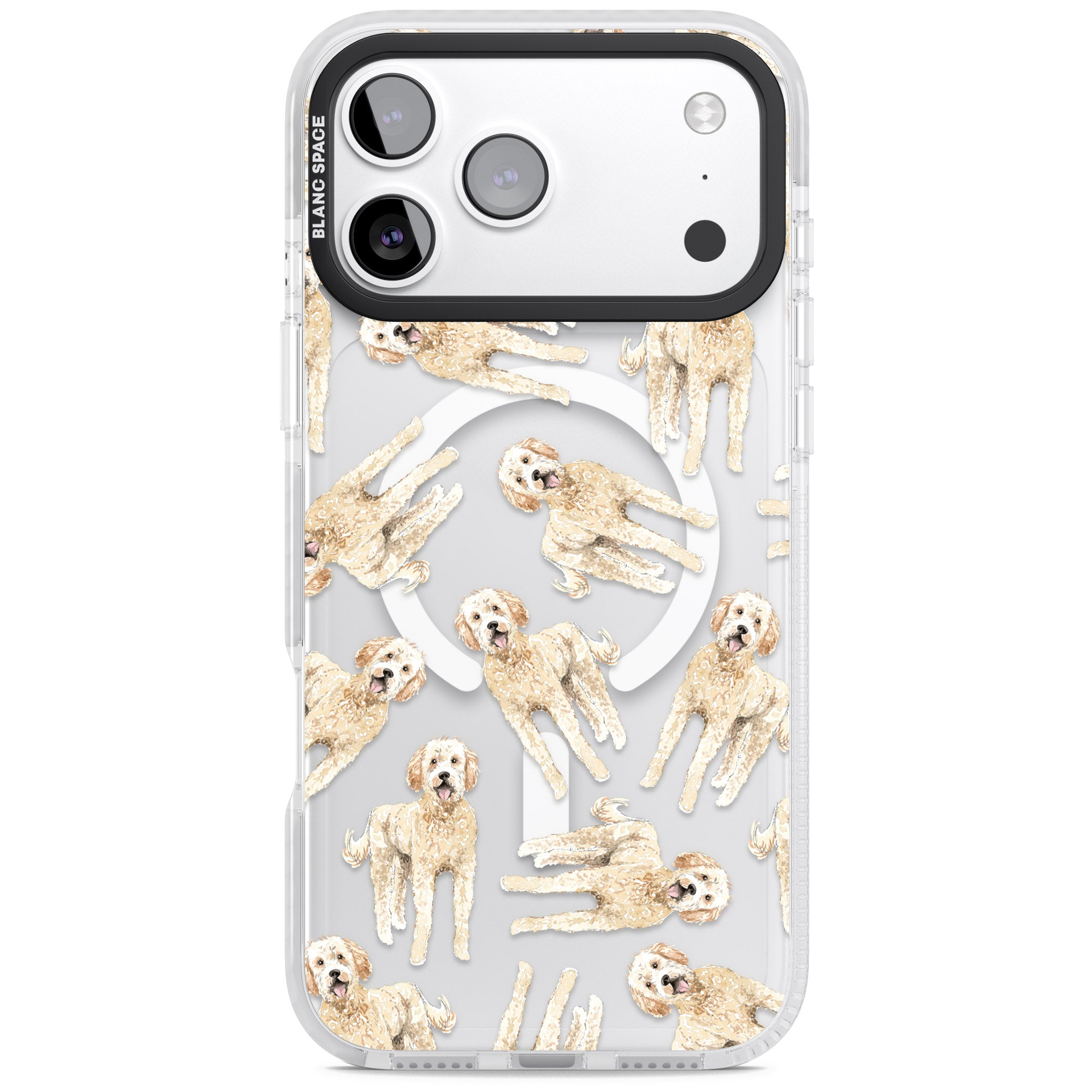 Goldendoodle Watercolour Dog Pattern iPhone 17 Pro Impact Pro Clear Phone Case